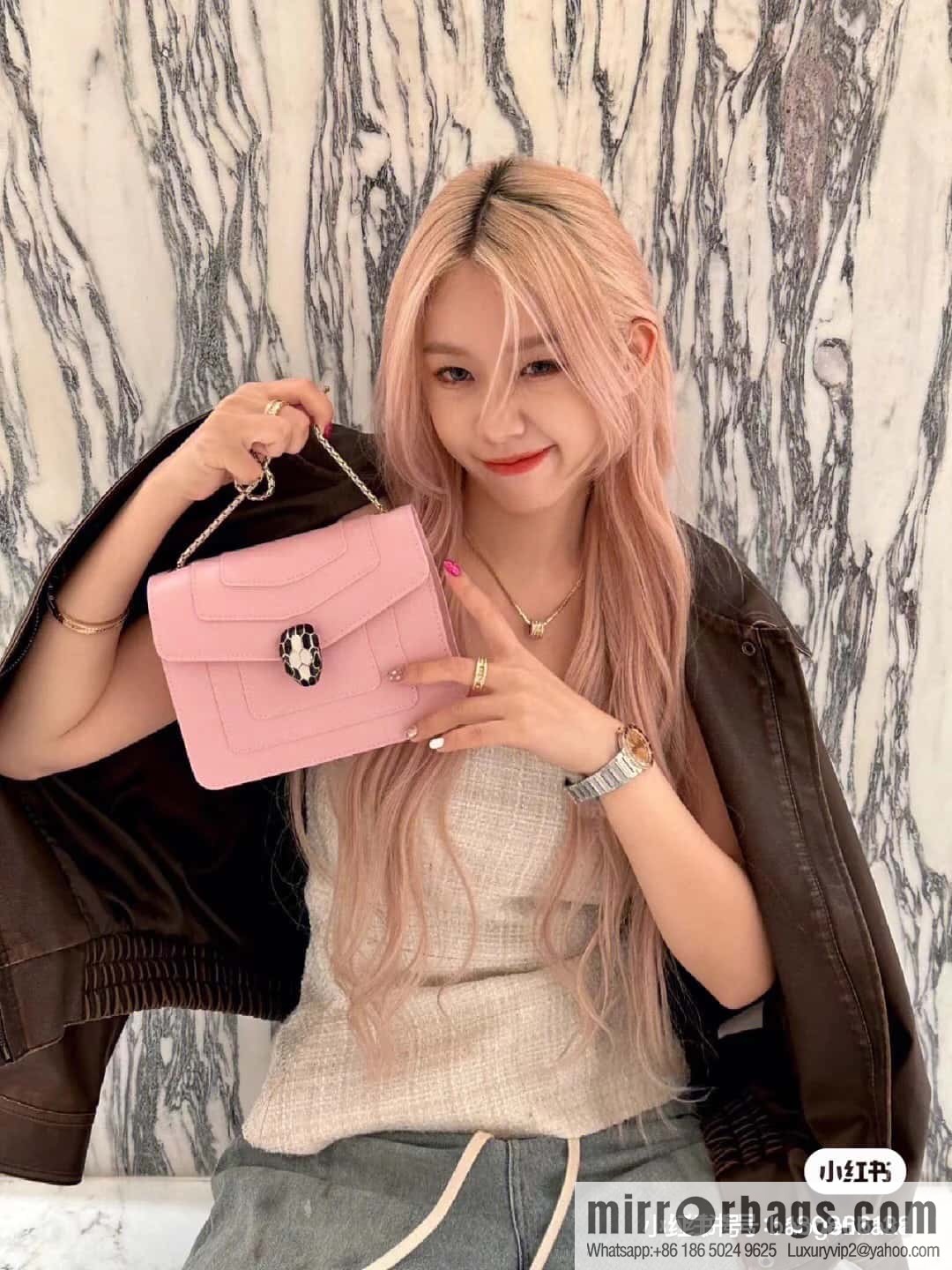 BVLGARI Bulgari Serpenti, single layer 20cm 61879 Jasmine quartz pink