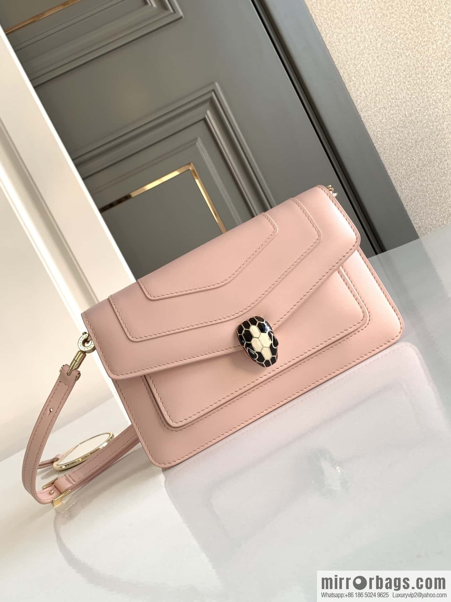 BVLGARI Bulgari EAST-WEST series small shoulder bag 292103 spring flower quartz pink 22CM