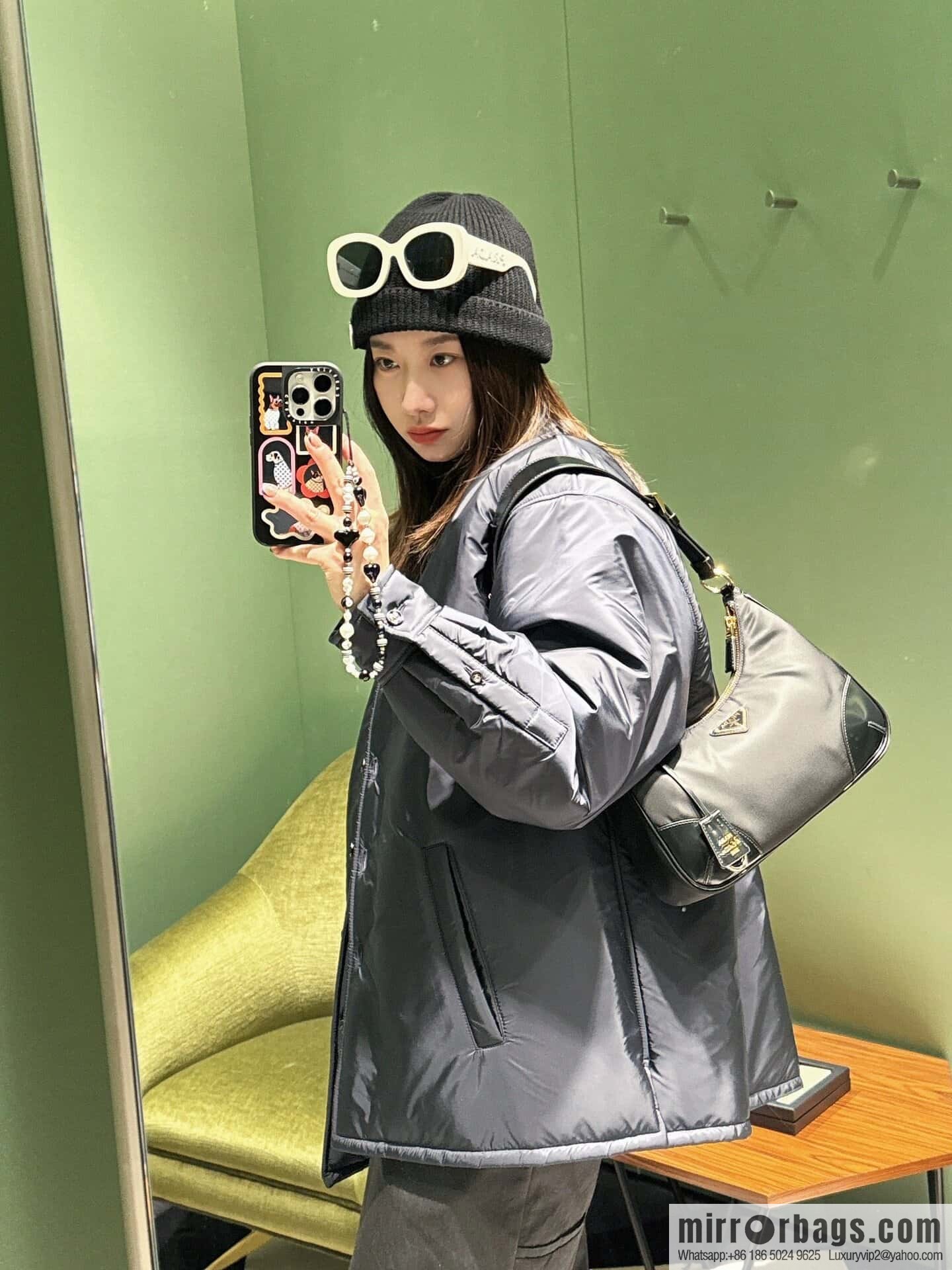 PRADA nylon with glossy leather new armpit bag 🎉 1BC214