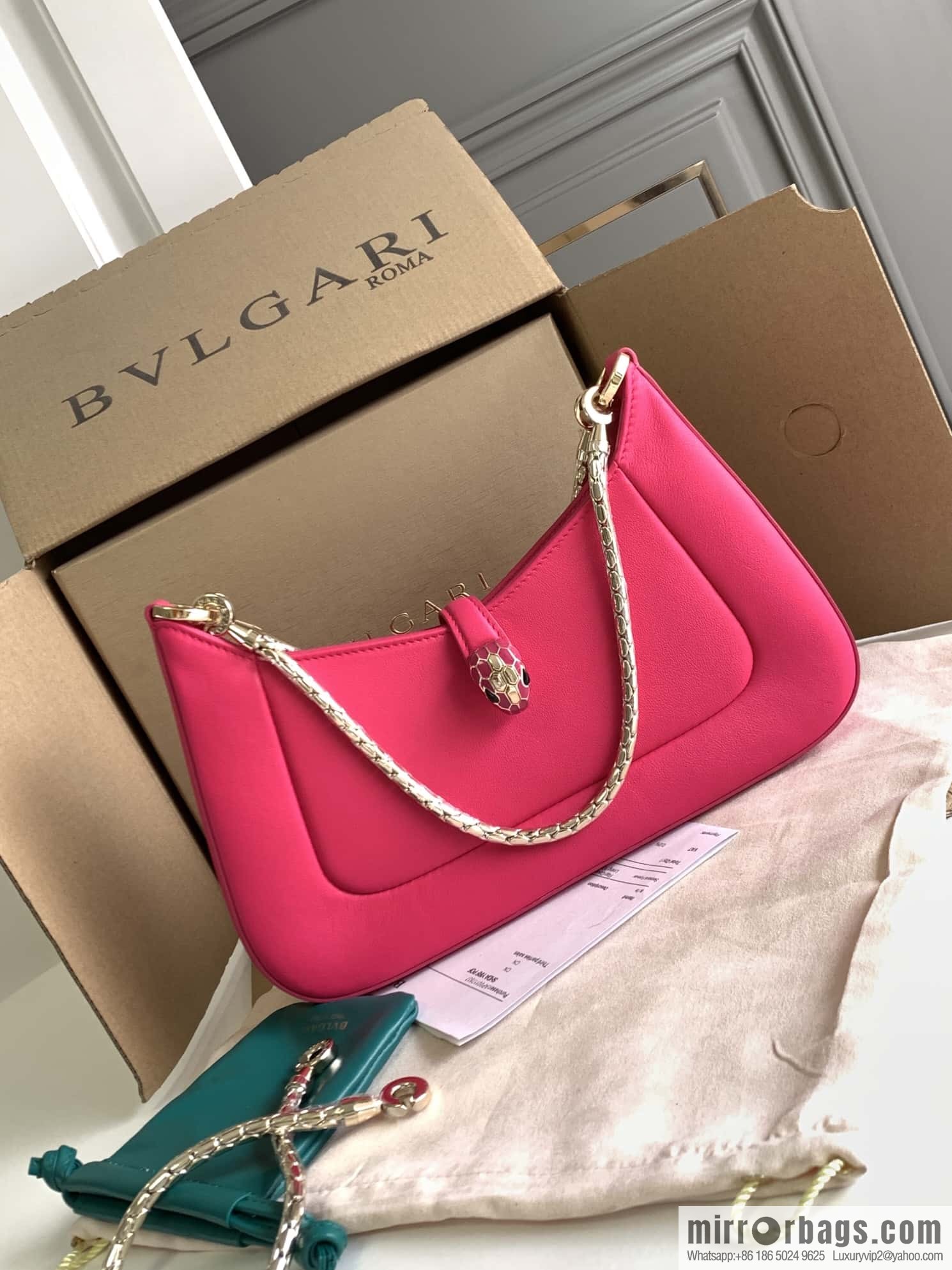 BVLGARI Bulgari SERPENTI BAIA series small shoulder bag 293208 tourmaline rose red 27CM