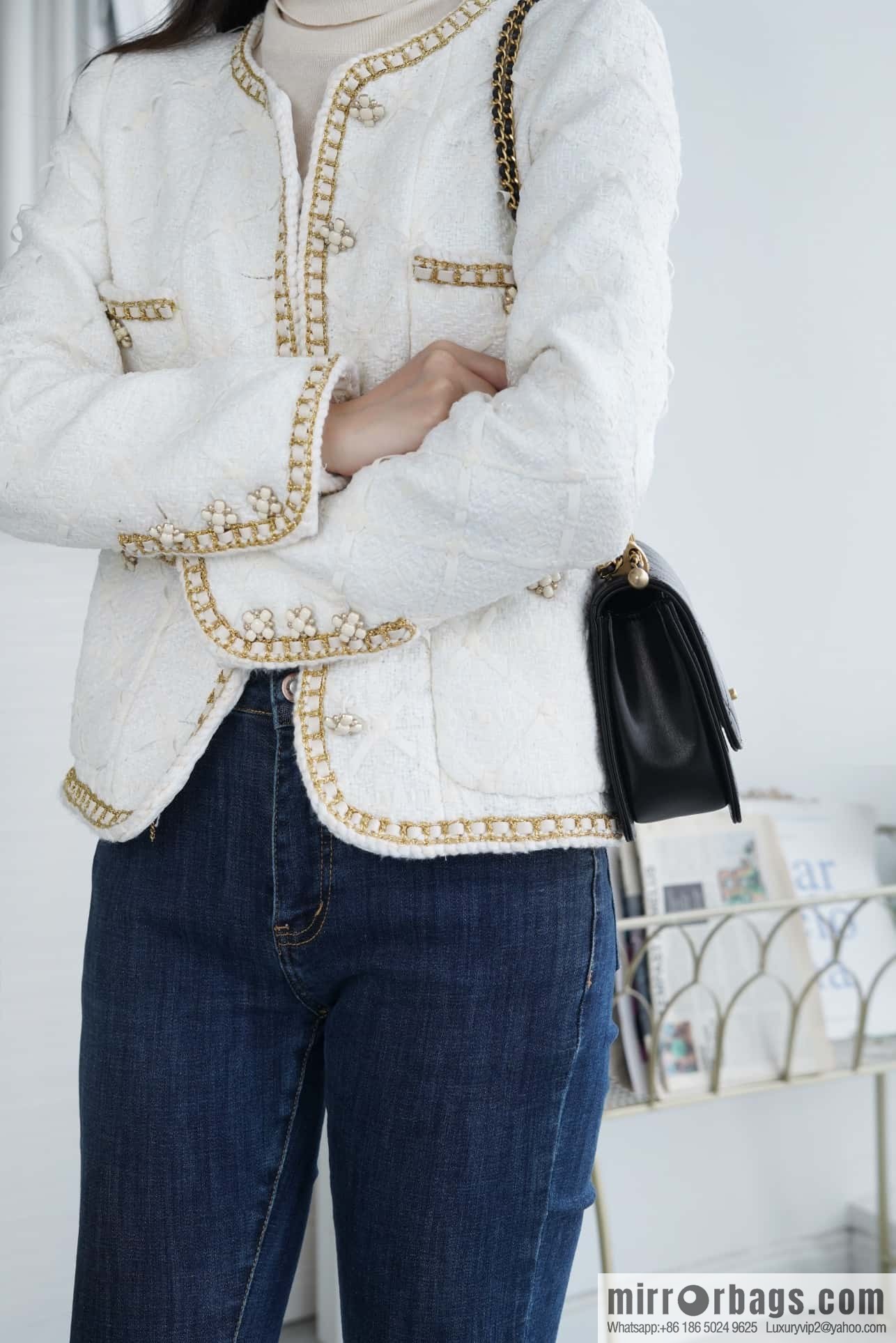 CHANEL 24C Original calfskin, double gold ball black AS2649