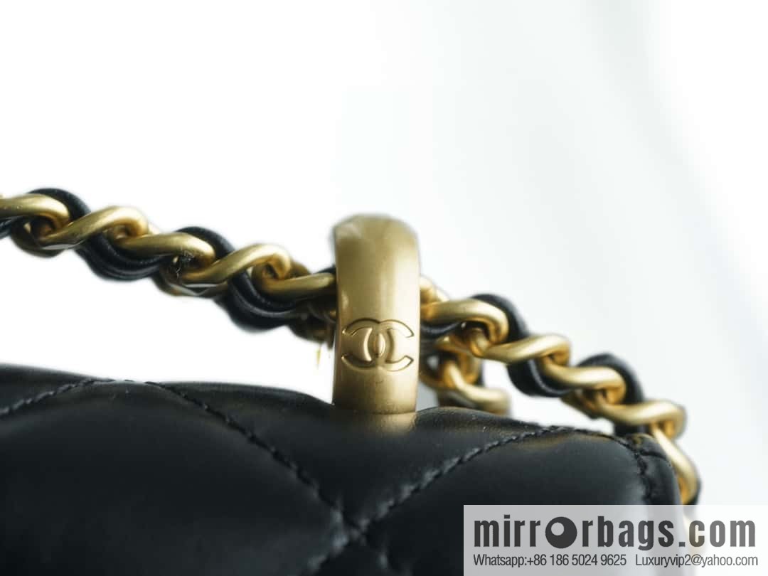 CHANEL 24C Original calfskin, double gold ball black AS2649