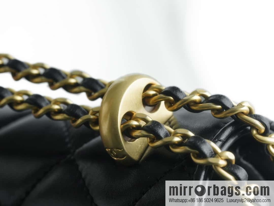 CHANEL 24C Original calfskin, double gold ball black AS2649