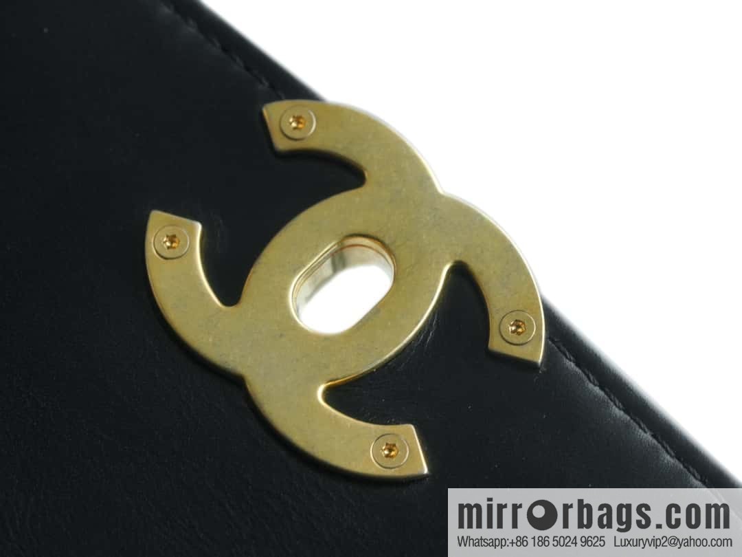CHANEL 24C Original calfskin, double gold ball black AS2649