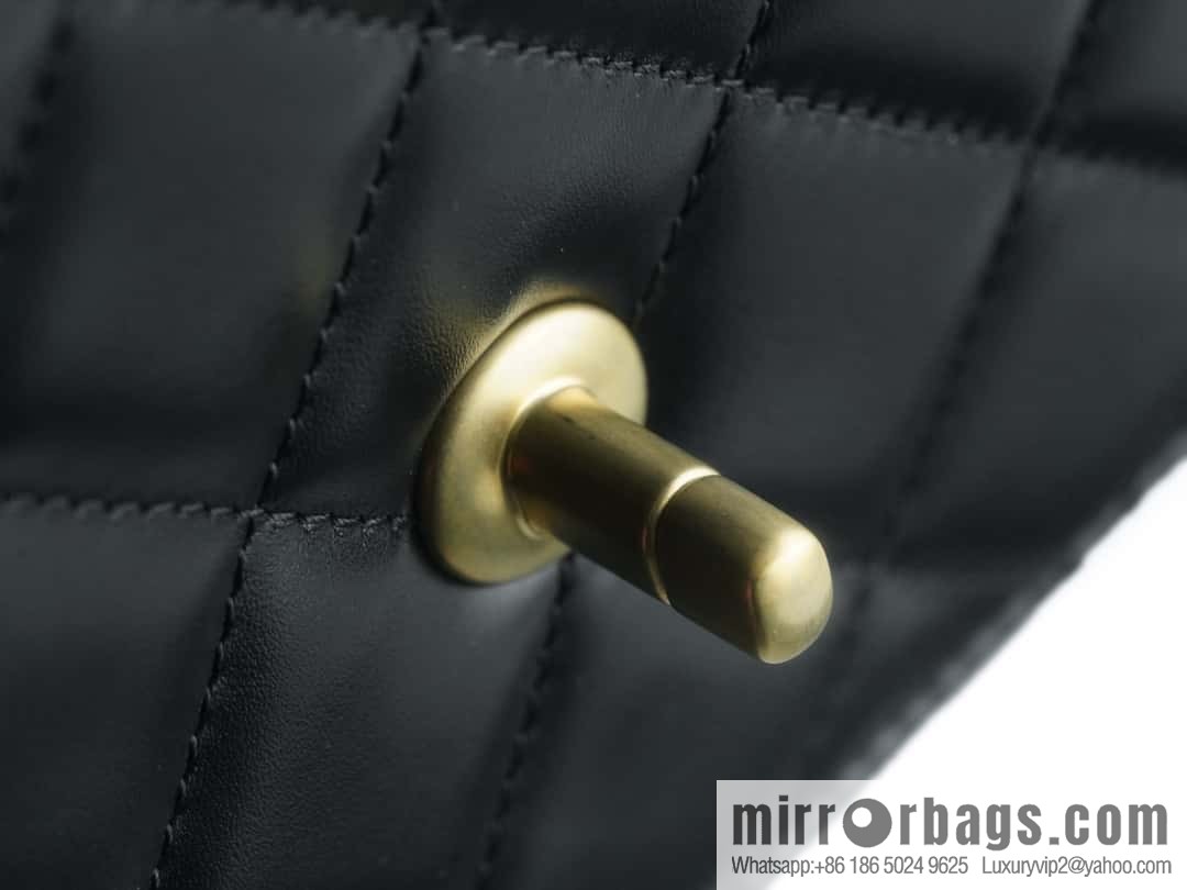 CHANEL 24C Original calfskin, double gold ball black AS2649