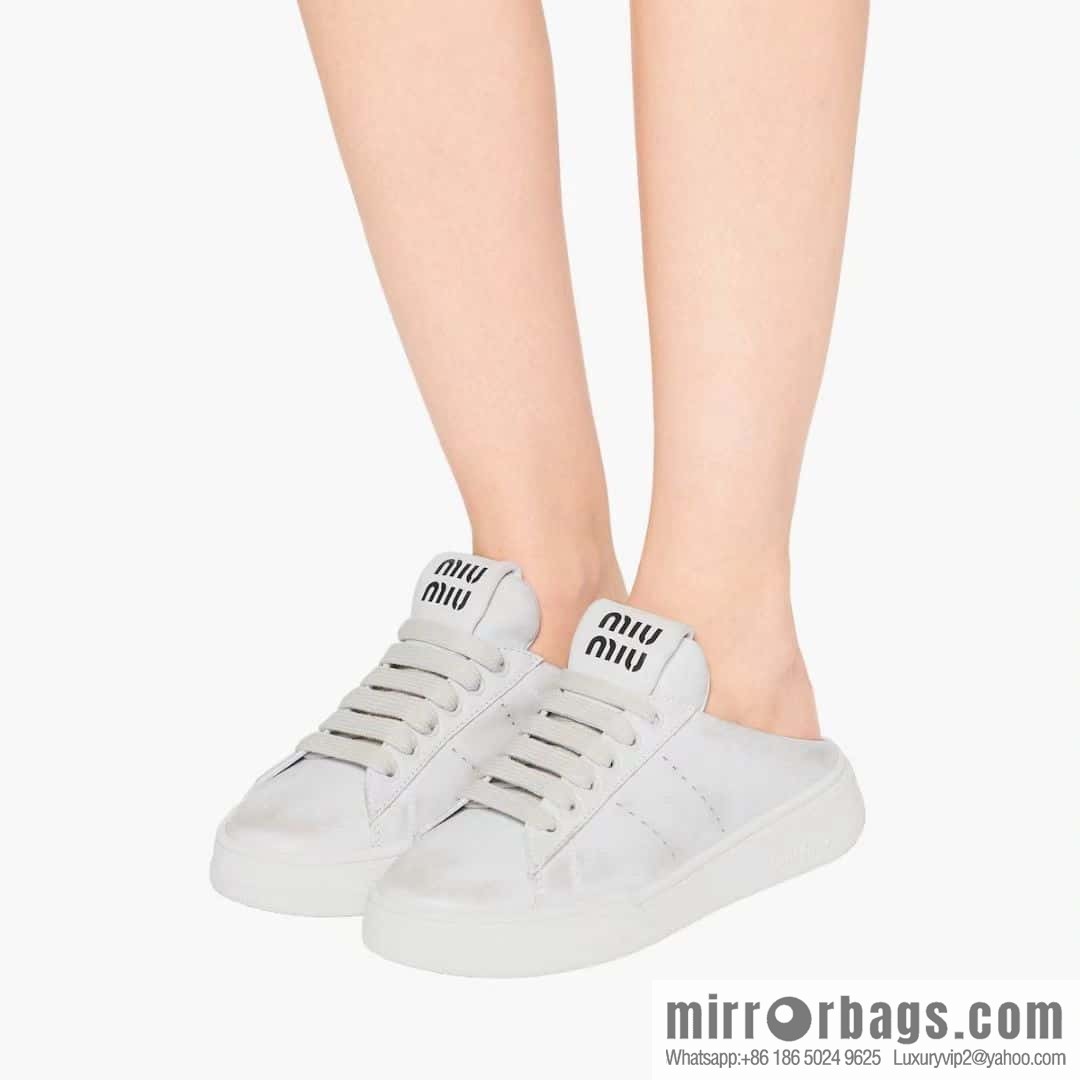 MIUMIU Miao Miao Old dirty casual one pedal half tray white shoes