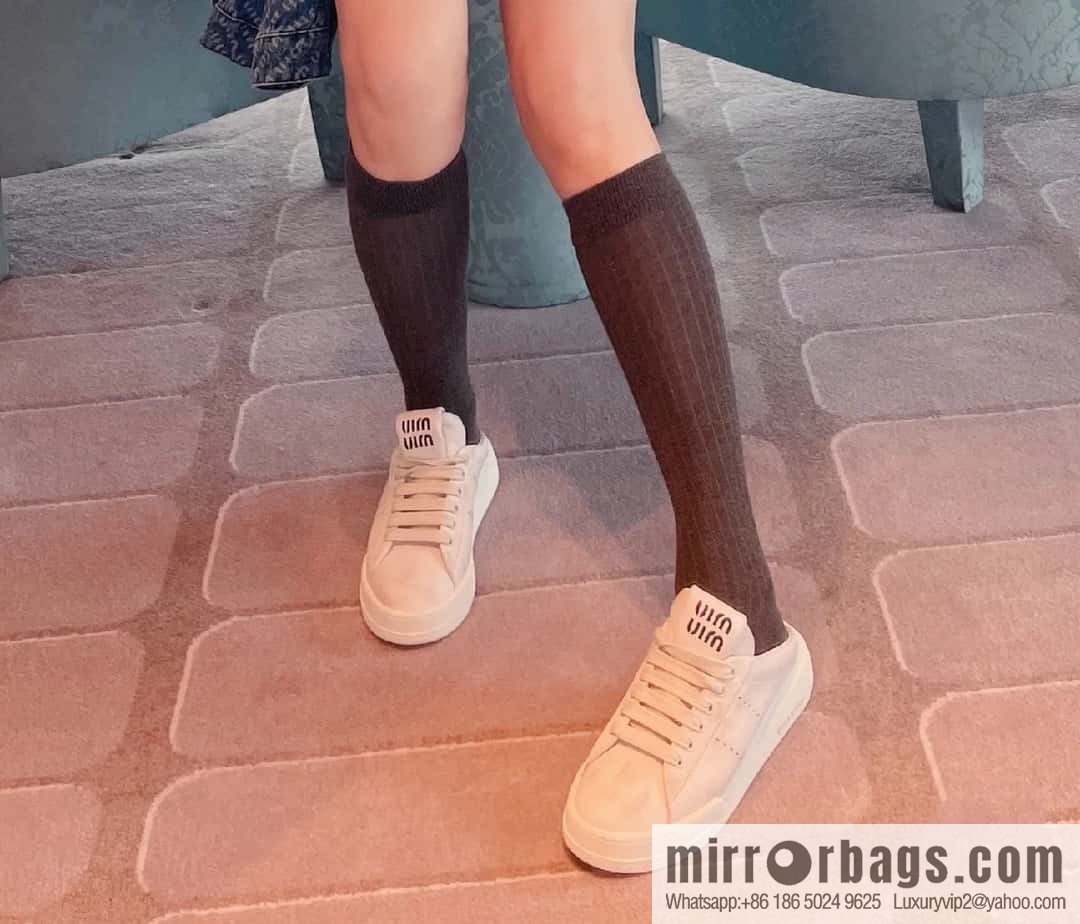 MIUMIU Miao Miao Old dirty casual one pedal half tray white shoes