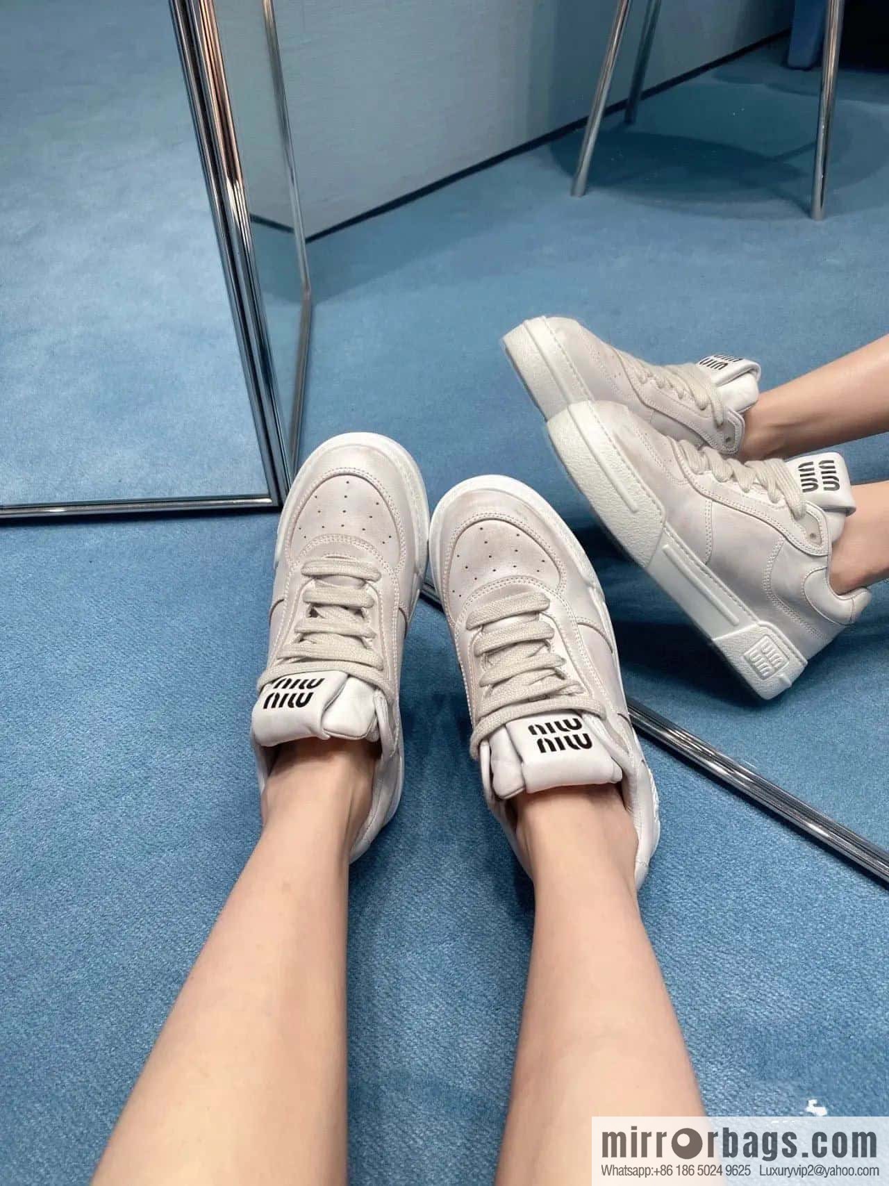 MIUMIU Miao Miao Old dirty platform sports little white shoes