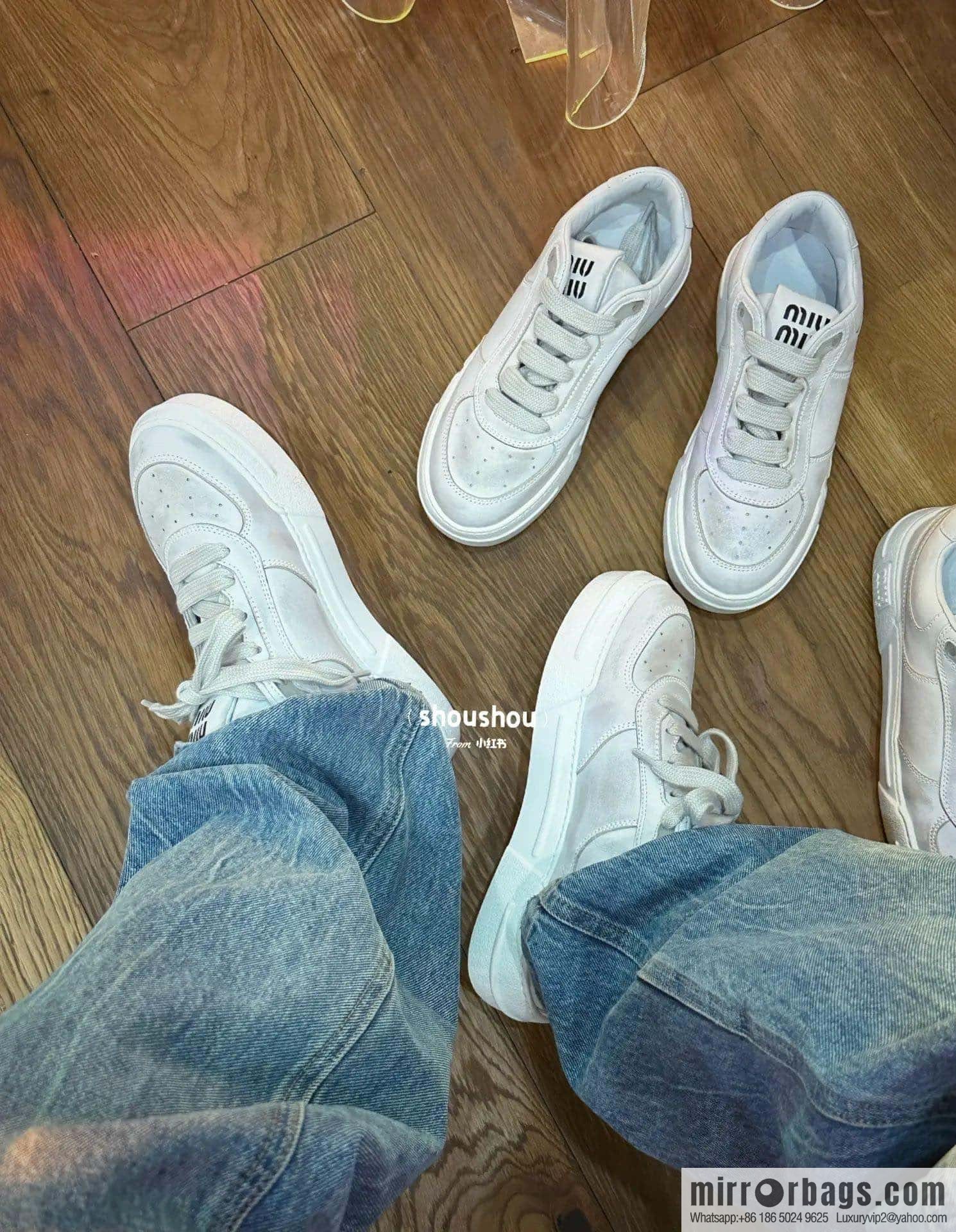 MIUMIU Miao Miao Old dirty platform sports little white shoes