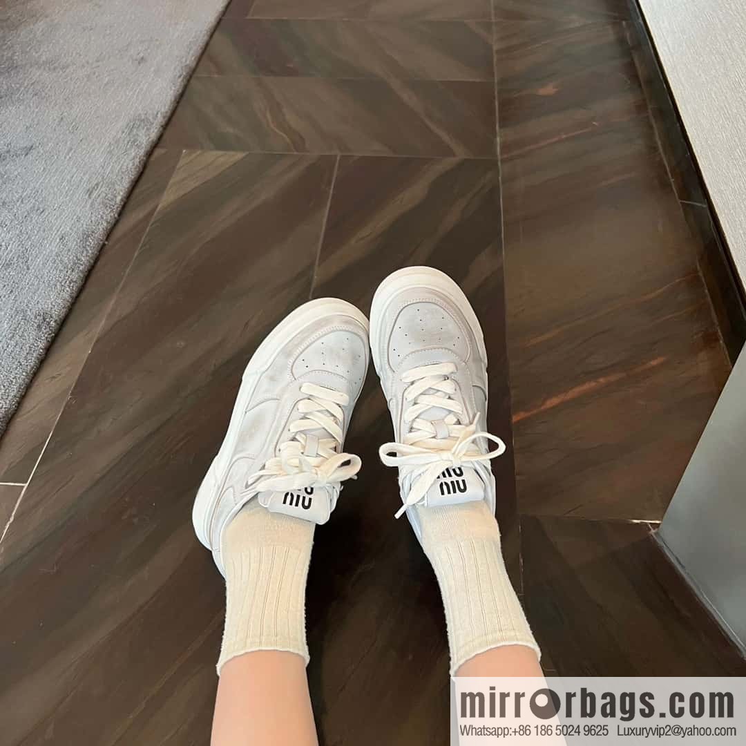 MIUMIU Miao Miao Old dirty platform sports little white shoes