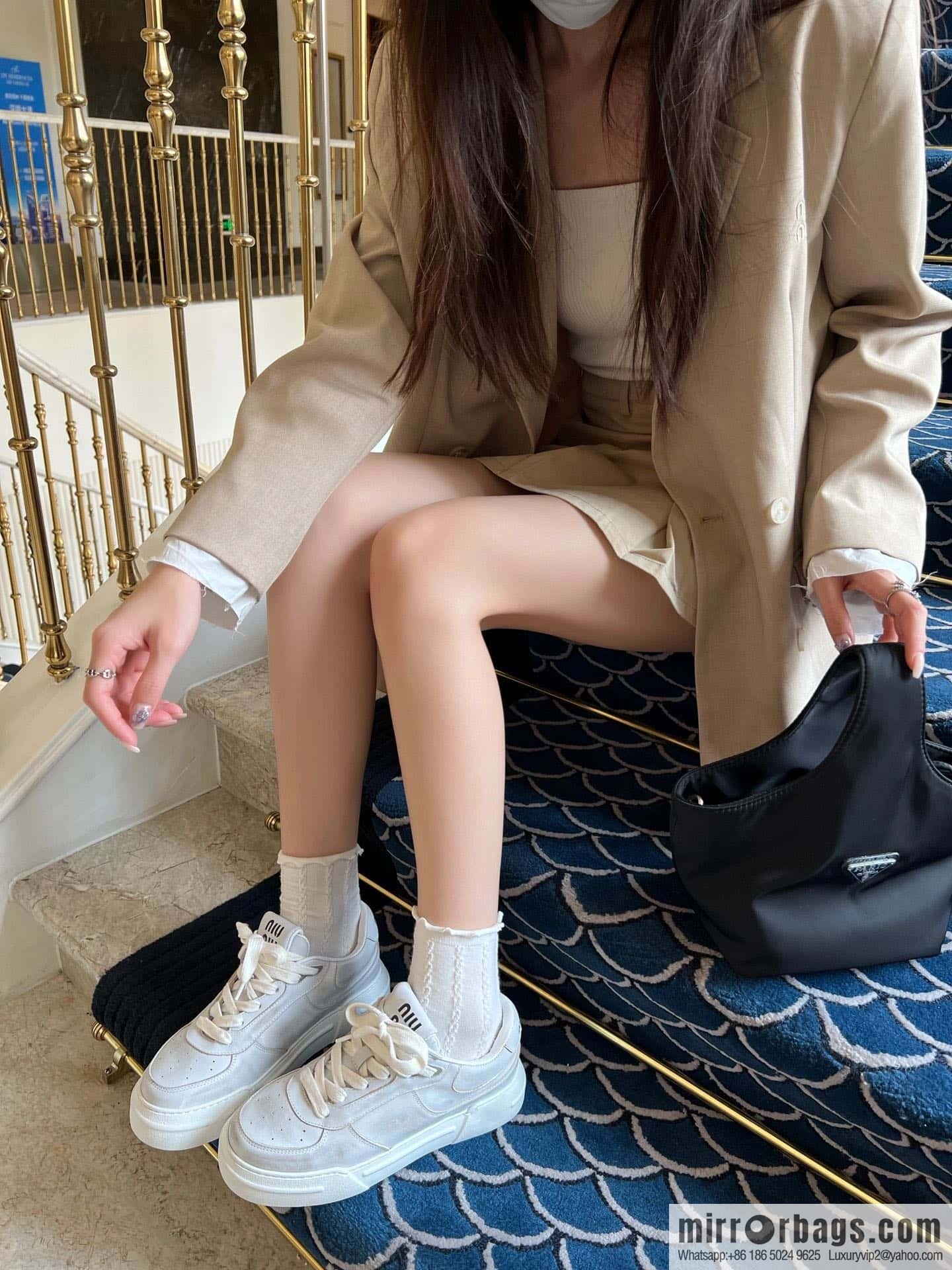 MIUMIU Miao Miao Old dirty platform sports little white shoes