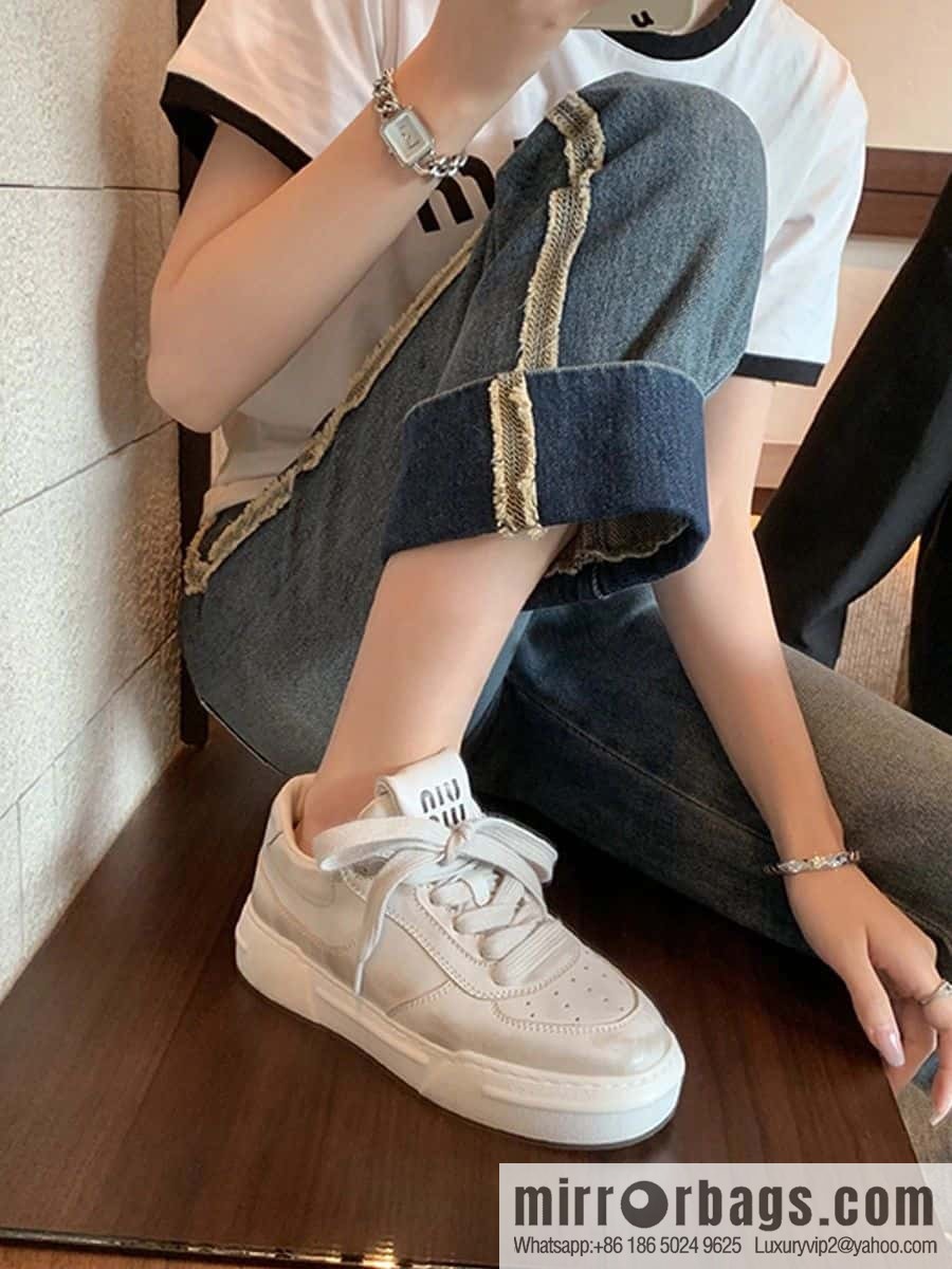 MIUMIU Miao Miao Old dirty platform sports little white shoes
