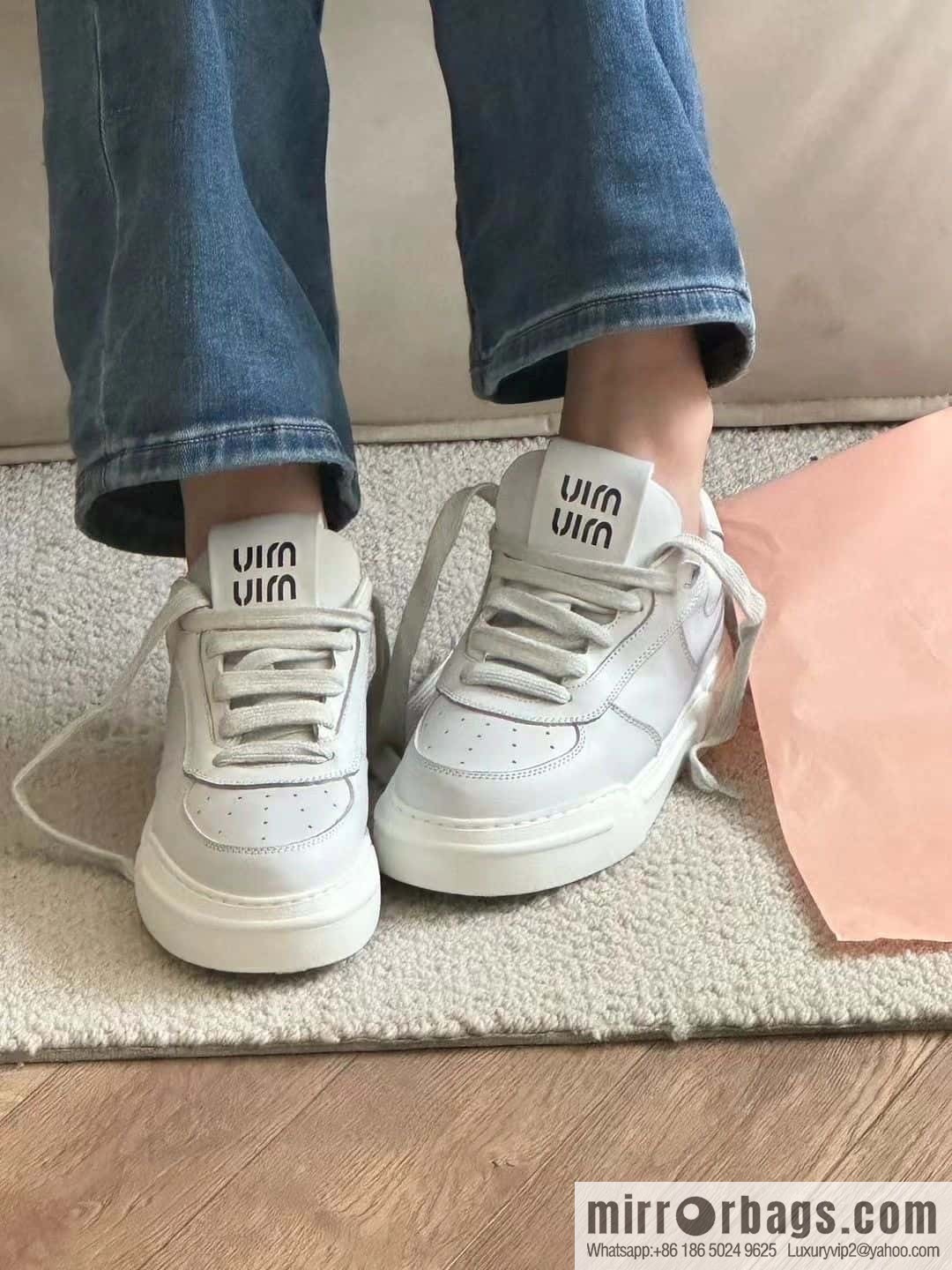 MIUMIU Miao Miao Old dirty platform sports little white shoes