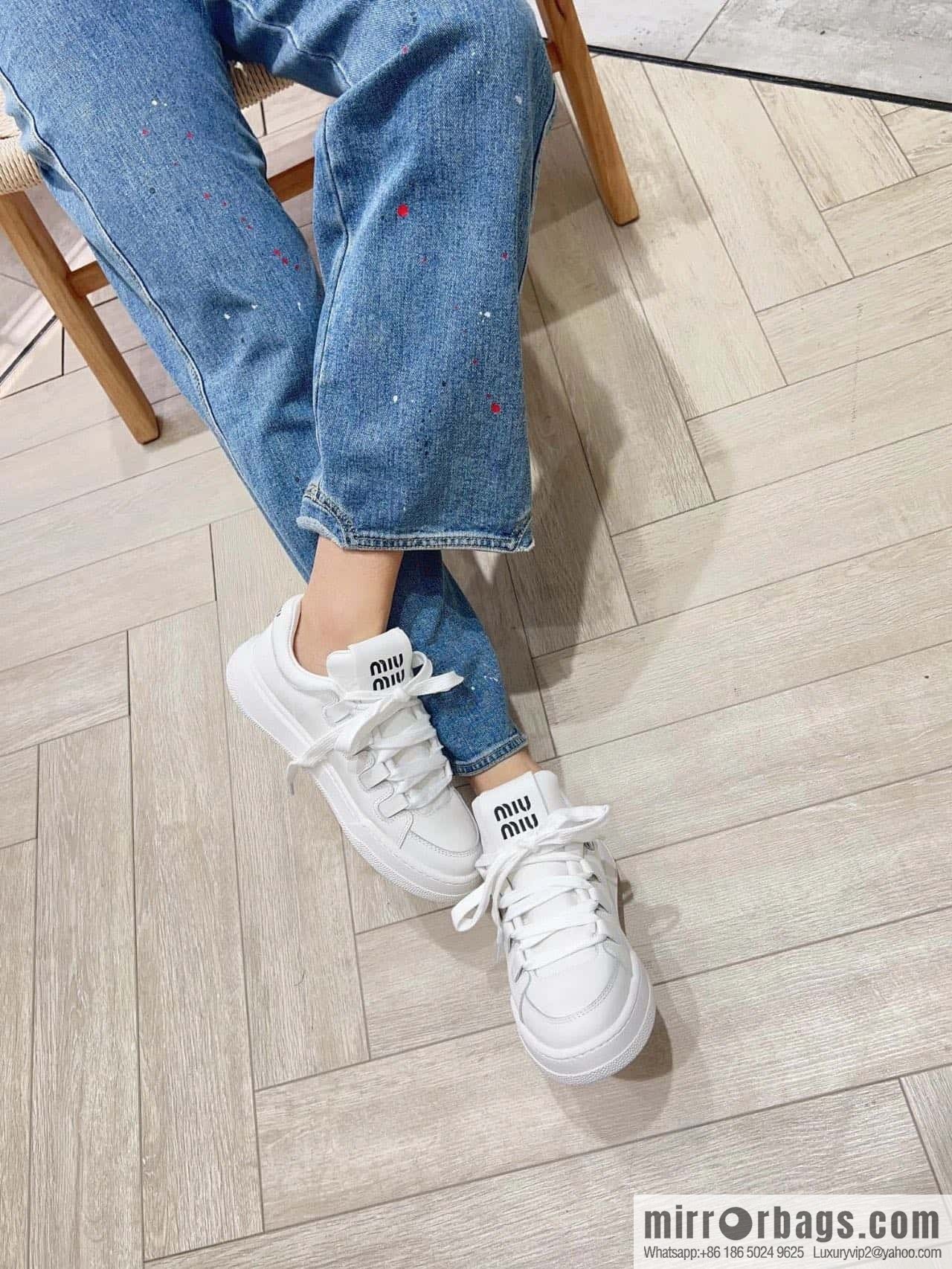 MIUMIU Miu Miu spring and summer platform casual white shoes