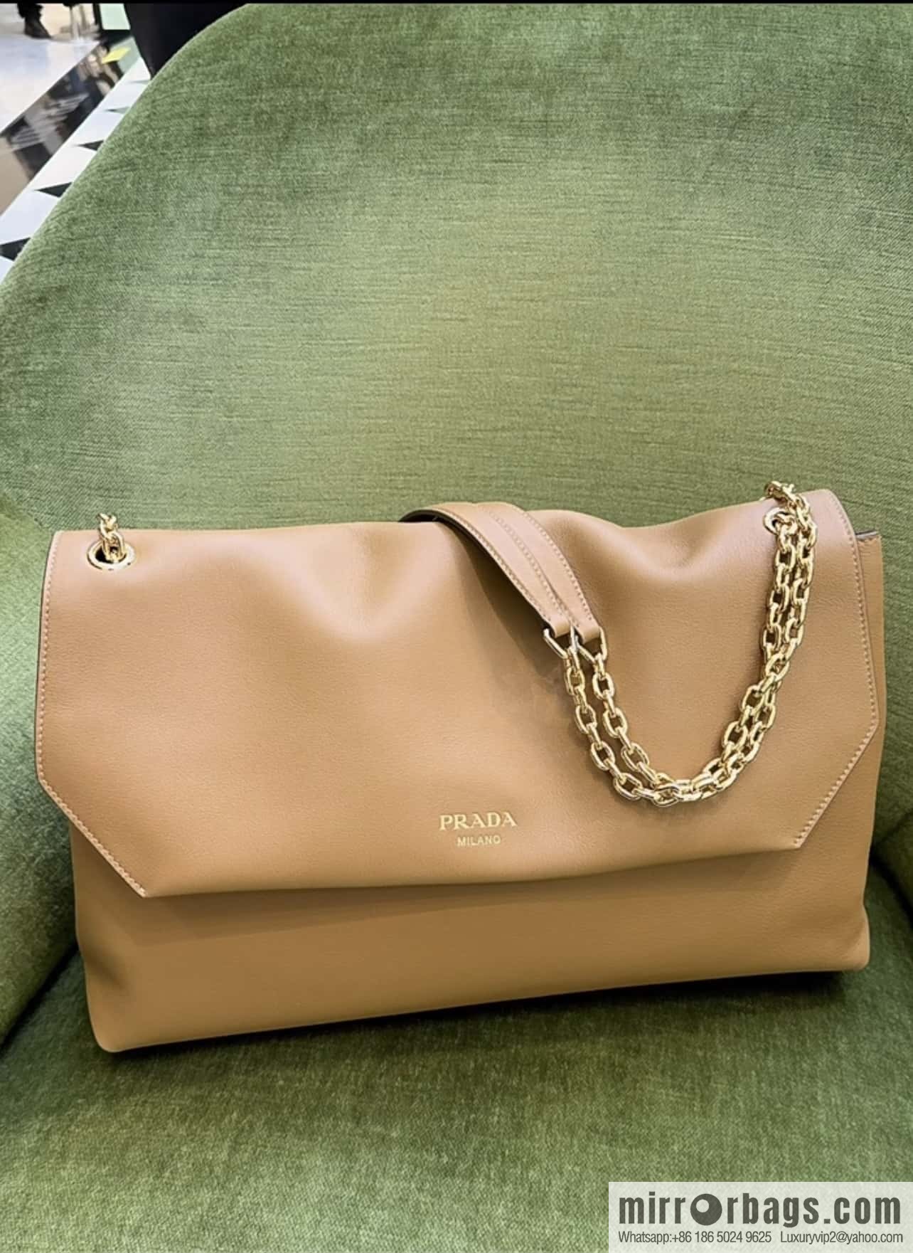 PRADA new flip women's bag 1BD068 caramel color
