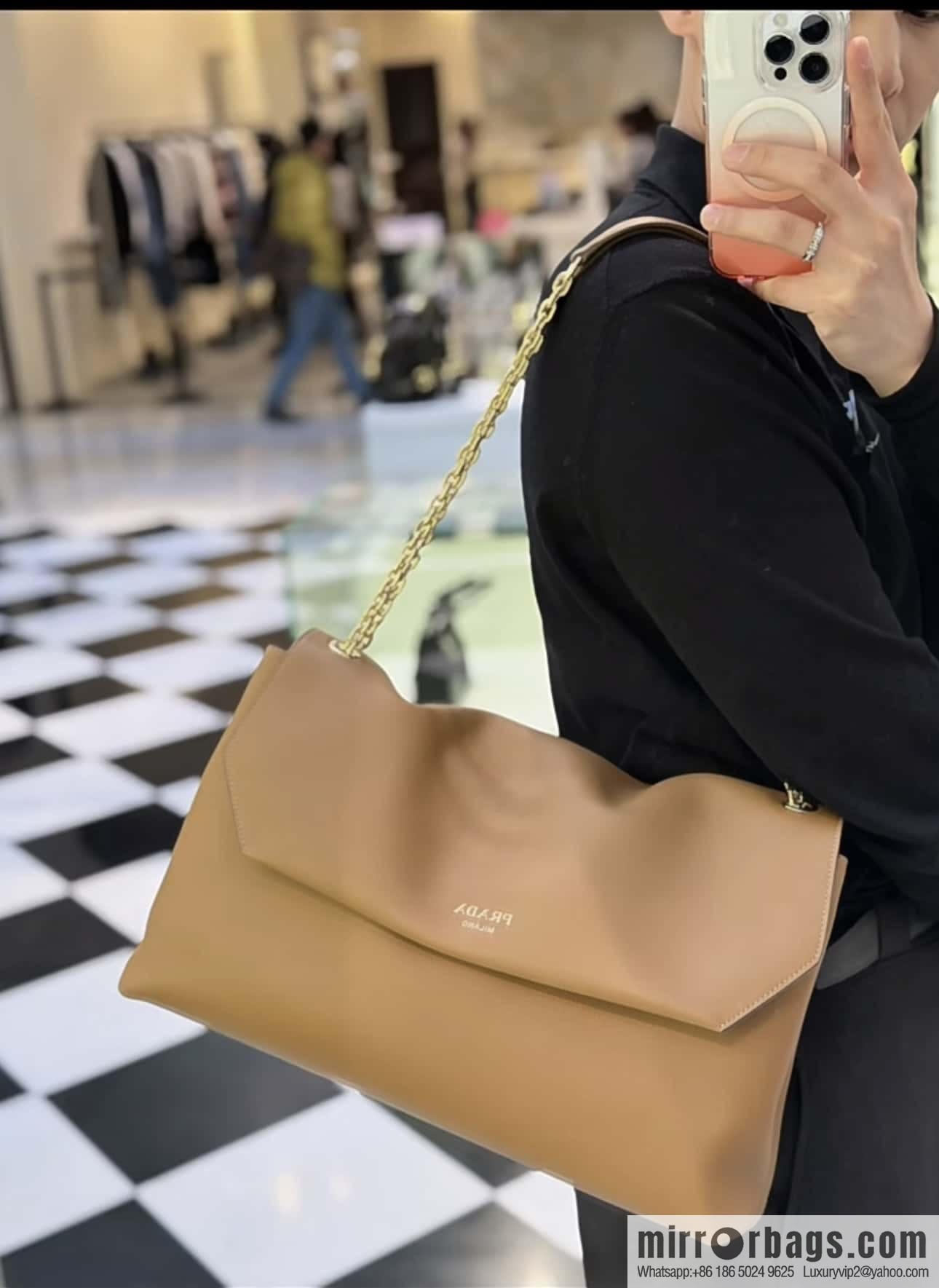 PRADA new flip women's bag 1BD068 caramel color