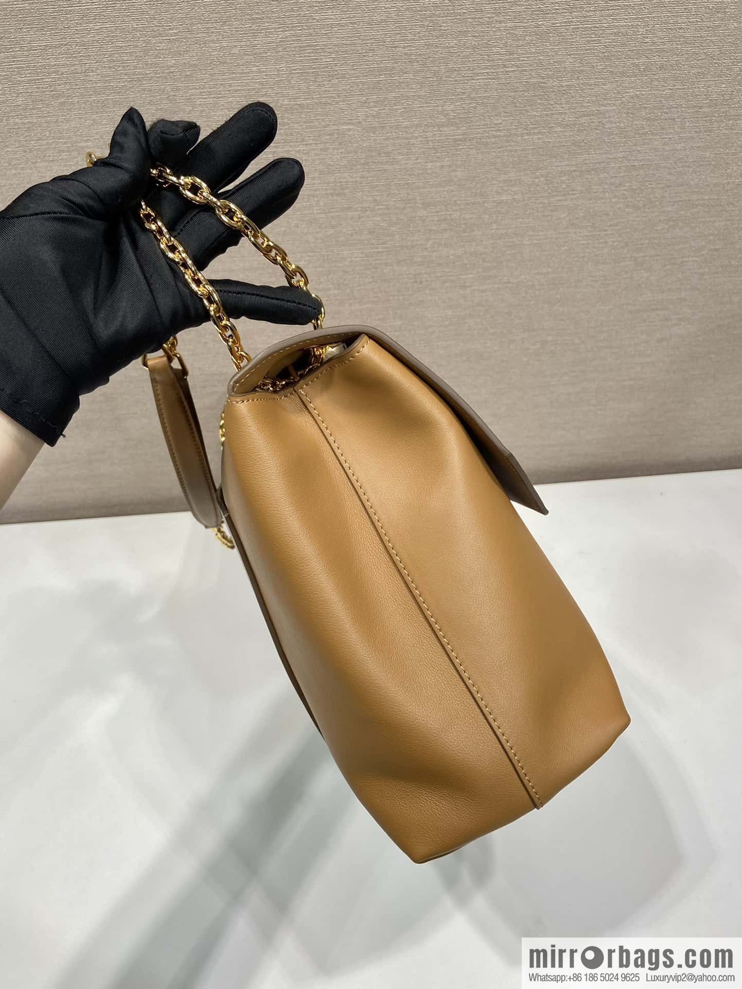 PRADA new flip women's bag 1BD068 caramel color