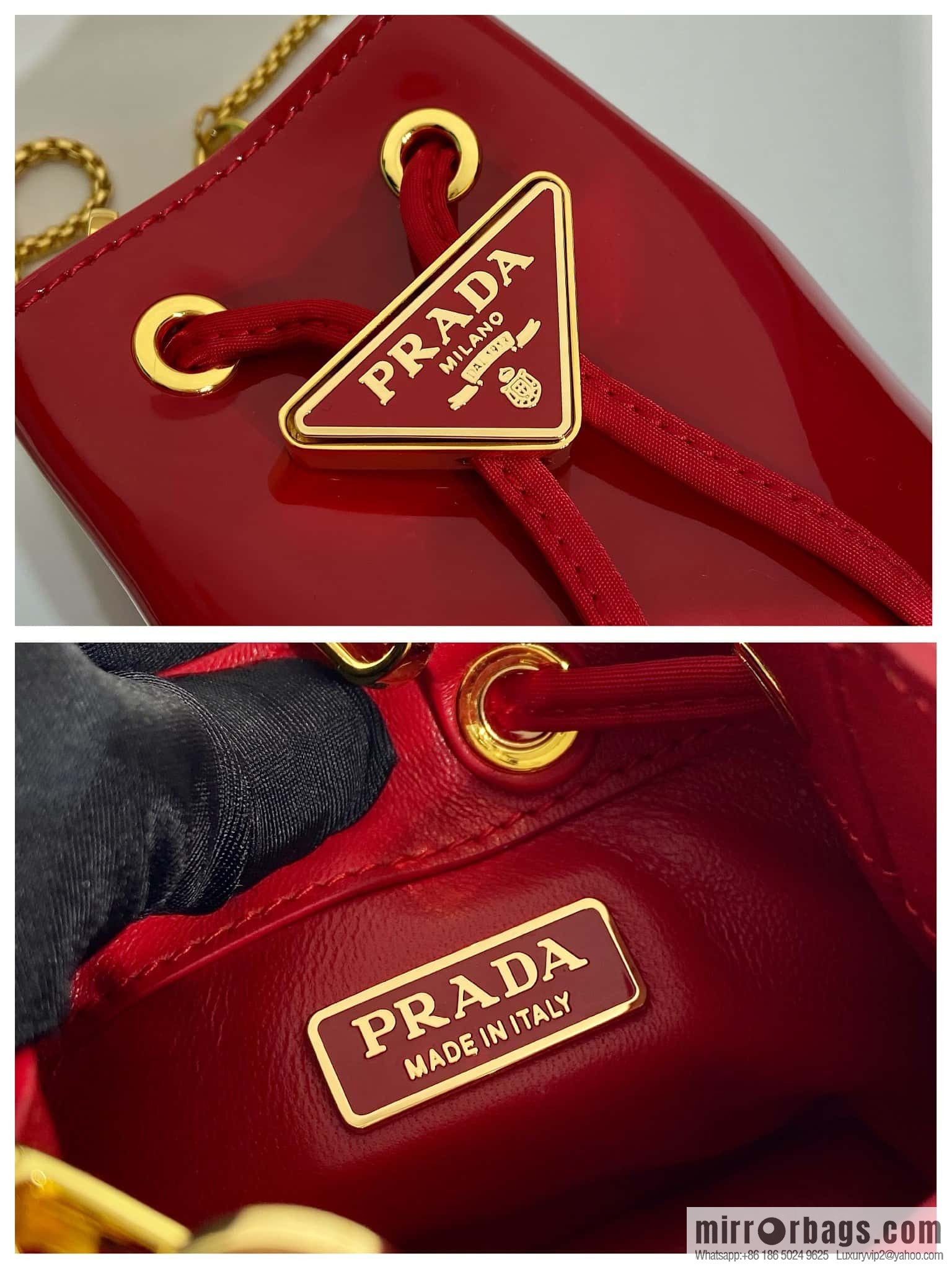 PRADA patent leather bucket 🎉 1NR016 red
