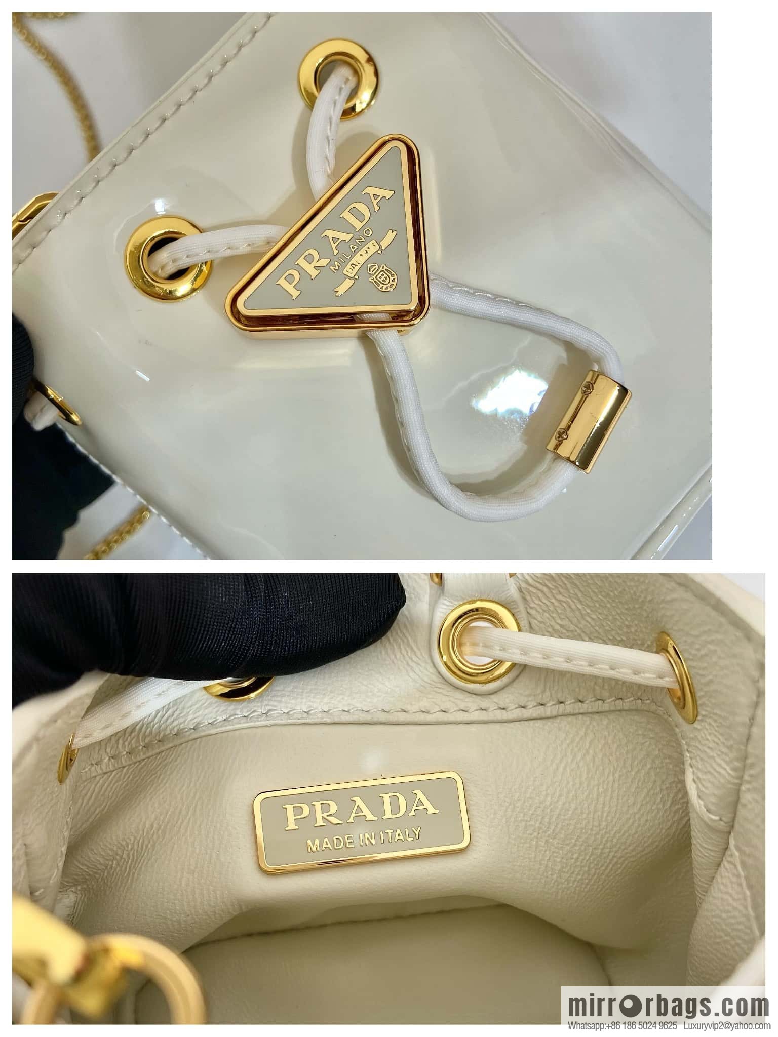 PRADA patent leather bucket 🎉 1NR016 white