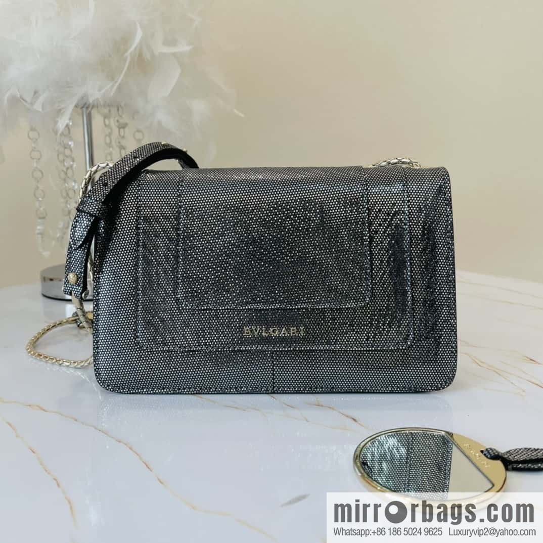 BVLGARI Bulgari Sprpenti Forever 618852 Charcoal ash Metallic texture water snake skin inner small sheepskin