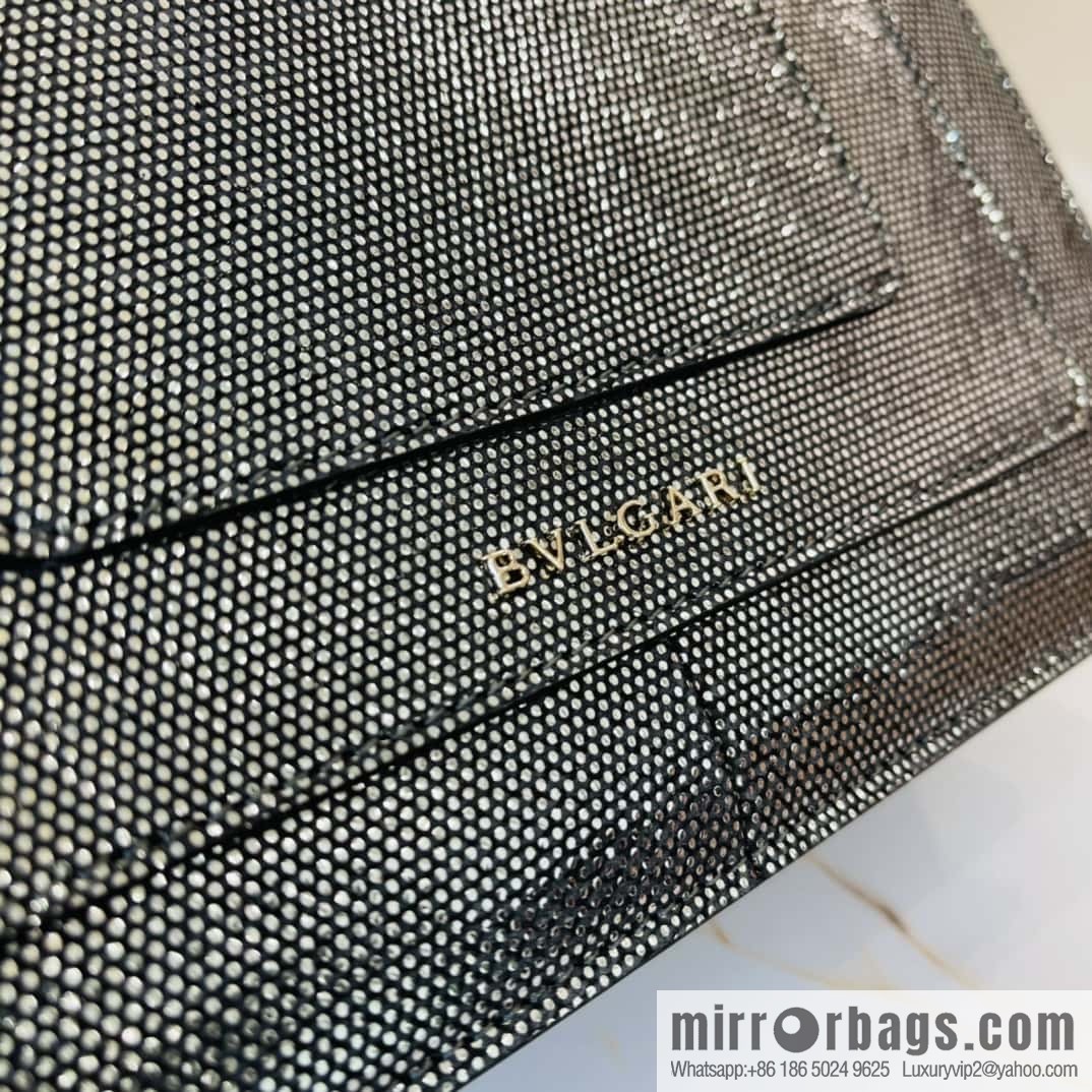 BVLGARI Bulgari Sprpenti Forever 618852 Charcoal ash Metallic texture water snake skin inner small sheepskin