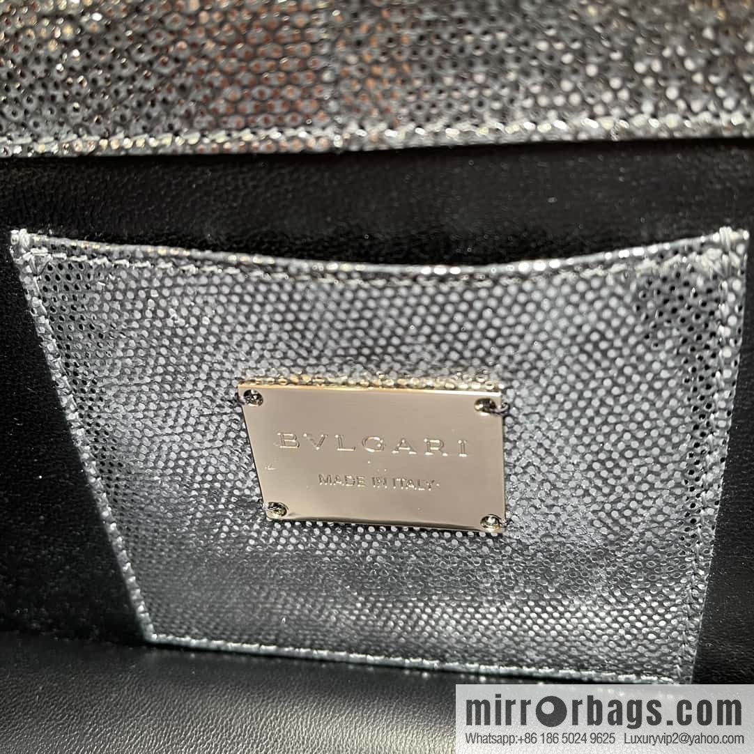 BVLGARI Bulgari Sprpenti Forever 618852 Charcoal ash Metallic texture water snake skin inner small sheepskin