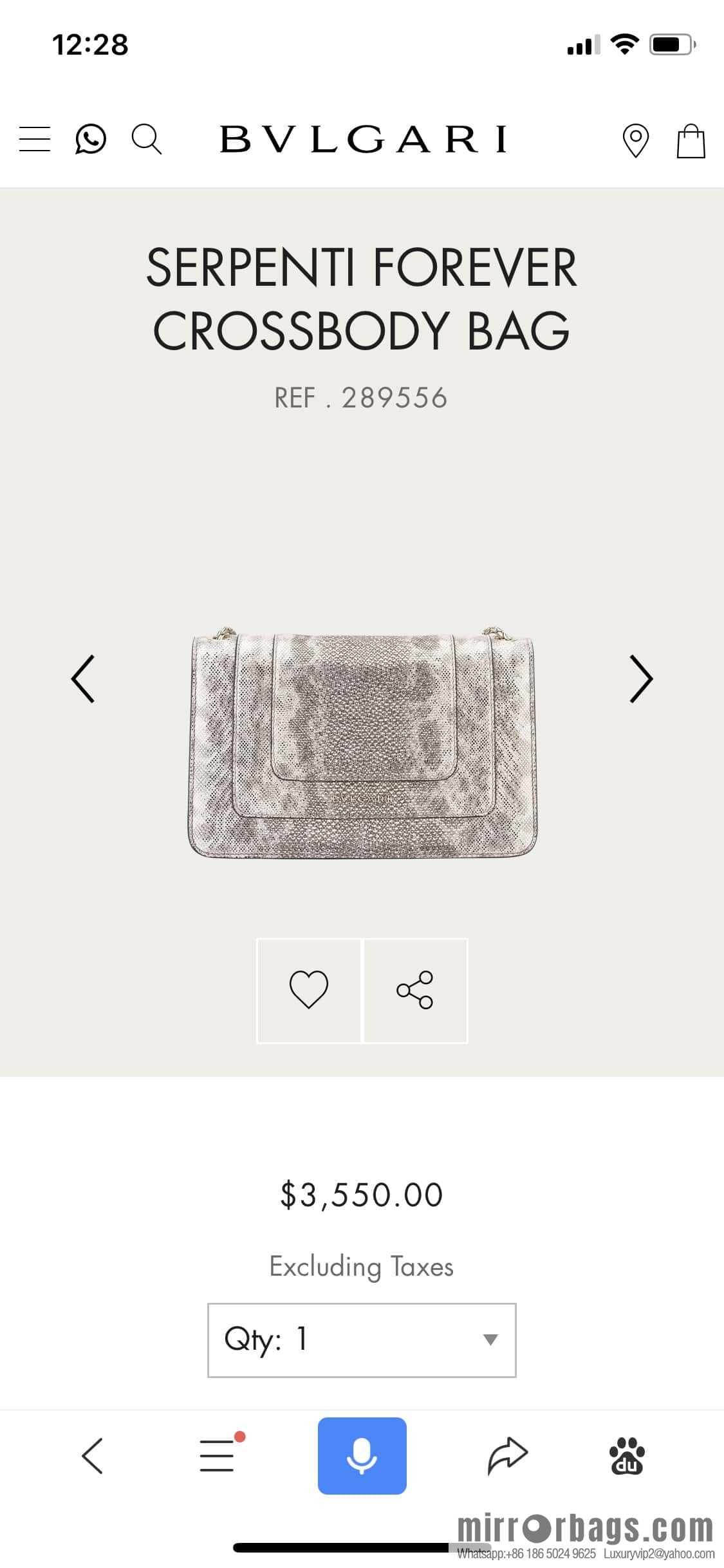 BVLGARI Bulgari Sprpenti Forever 618852 Milk protein stone metal texture water snake skin inner small sheepskin