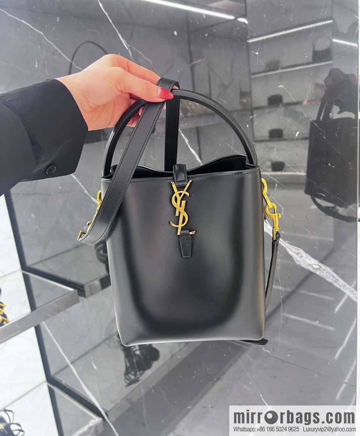 SAINT LAURENT Saint Laurent YSL summer new model _ small bucket bag 749036 black gold