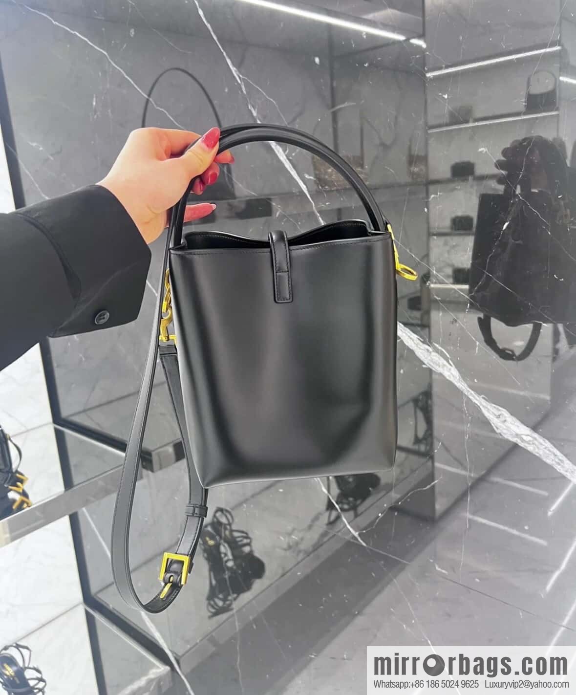 SAINT LAURENT Saint Laurent YSL summer new model _ small bucket bag 749036 black gold