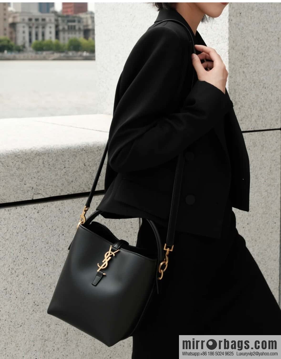 SAINT LAURENT Saint Laurent YSL summer new model _ small bucket bag 749036 black gold