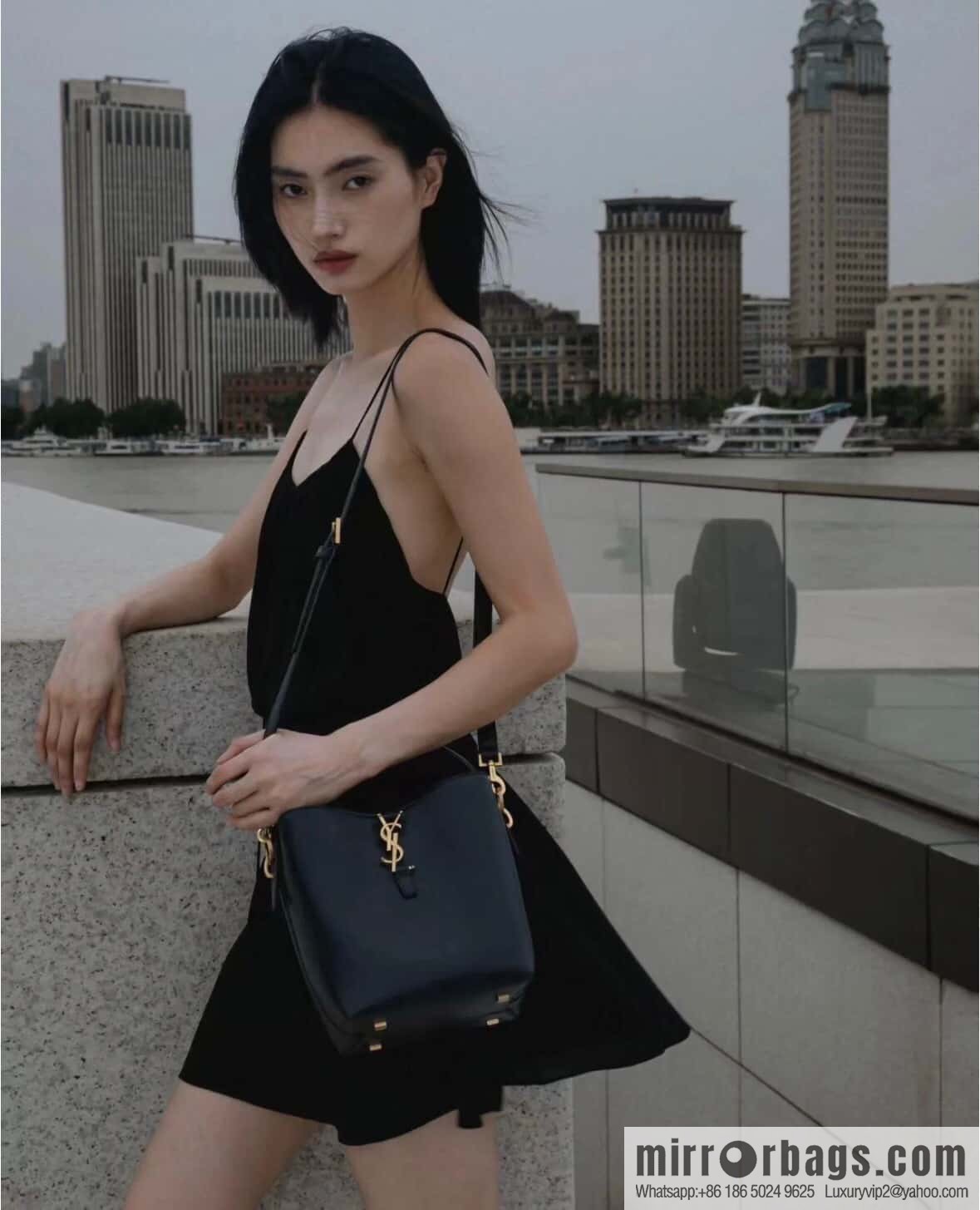 SAINT LAURENT Saint Laurent YSL summer new model _ small bucket bag 749036 black gold