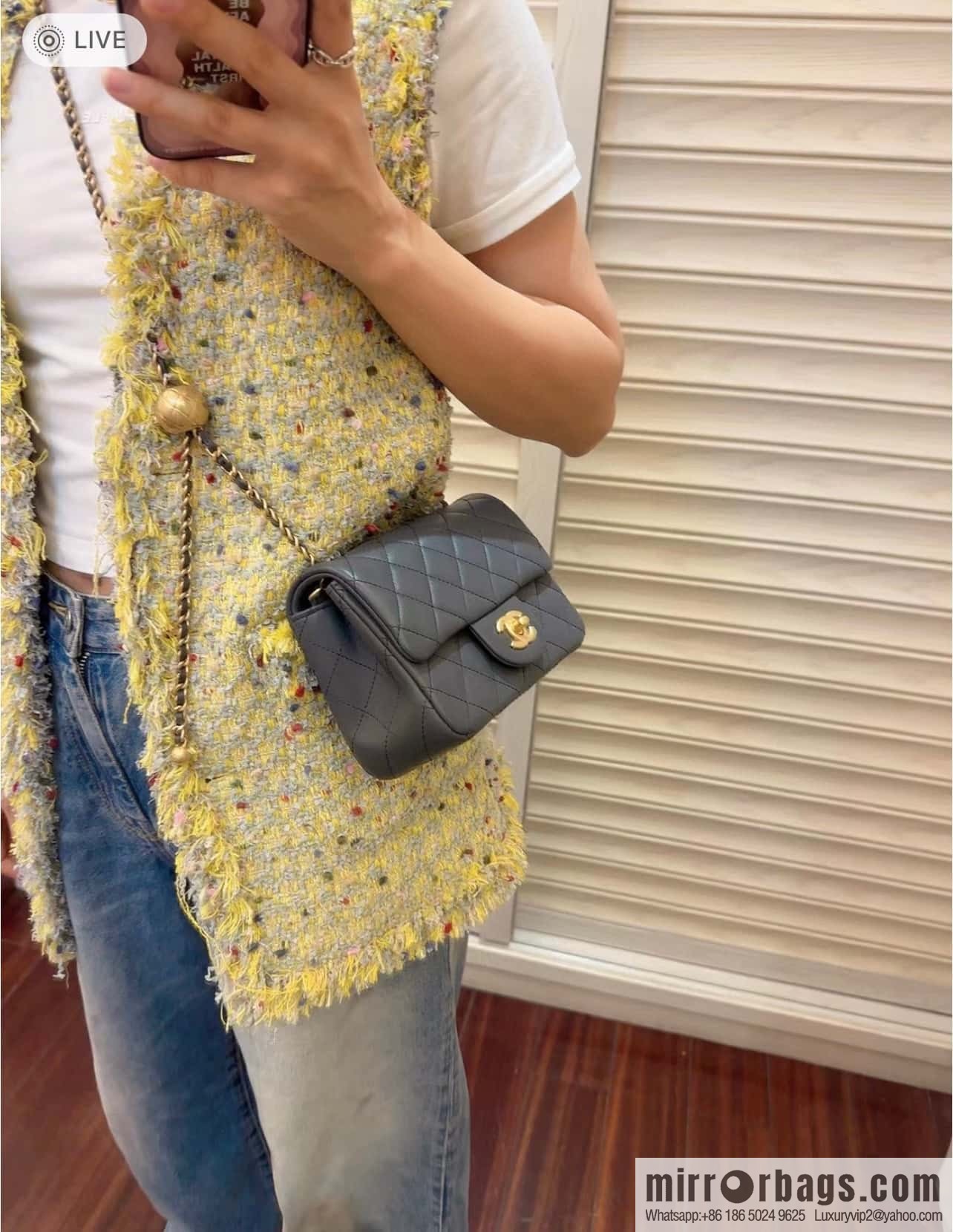 CHANEL Metal Ball Square Fatty AS1786 Dark Grey