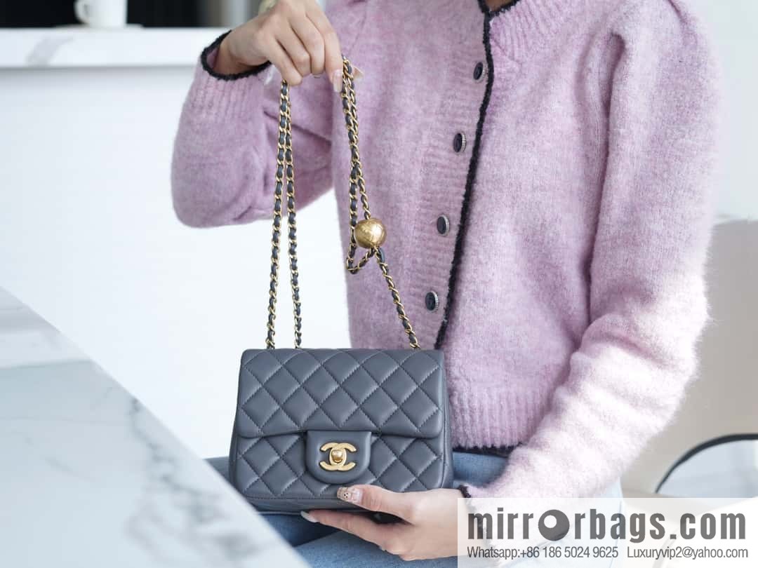 CHANEL Metal Ball Square Fatty AS1786 Dark Grey