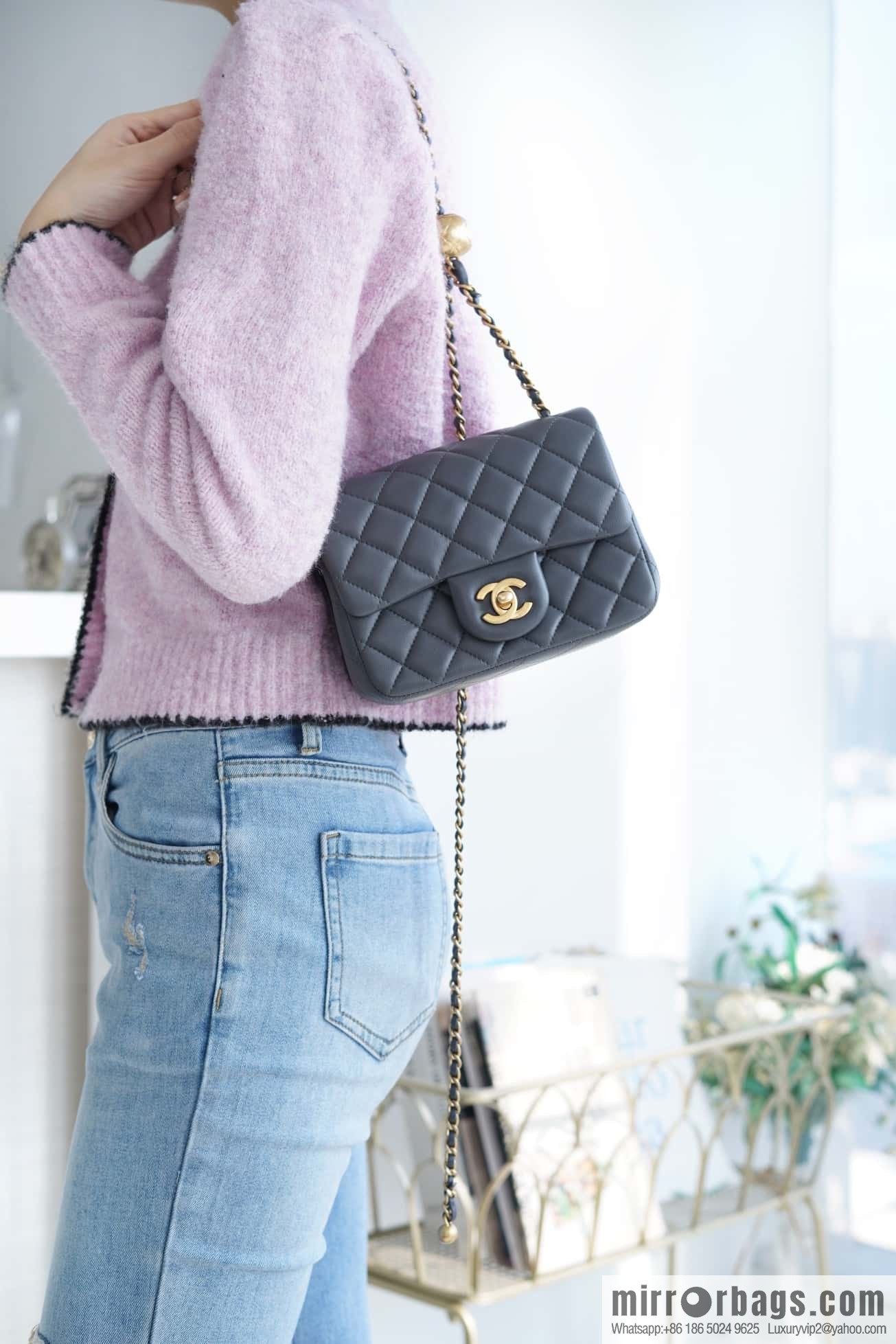 CHANEL Metal Ball Square Fatty AS1786 Dark Grey