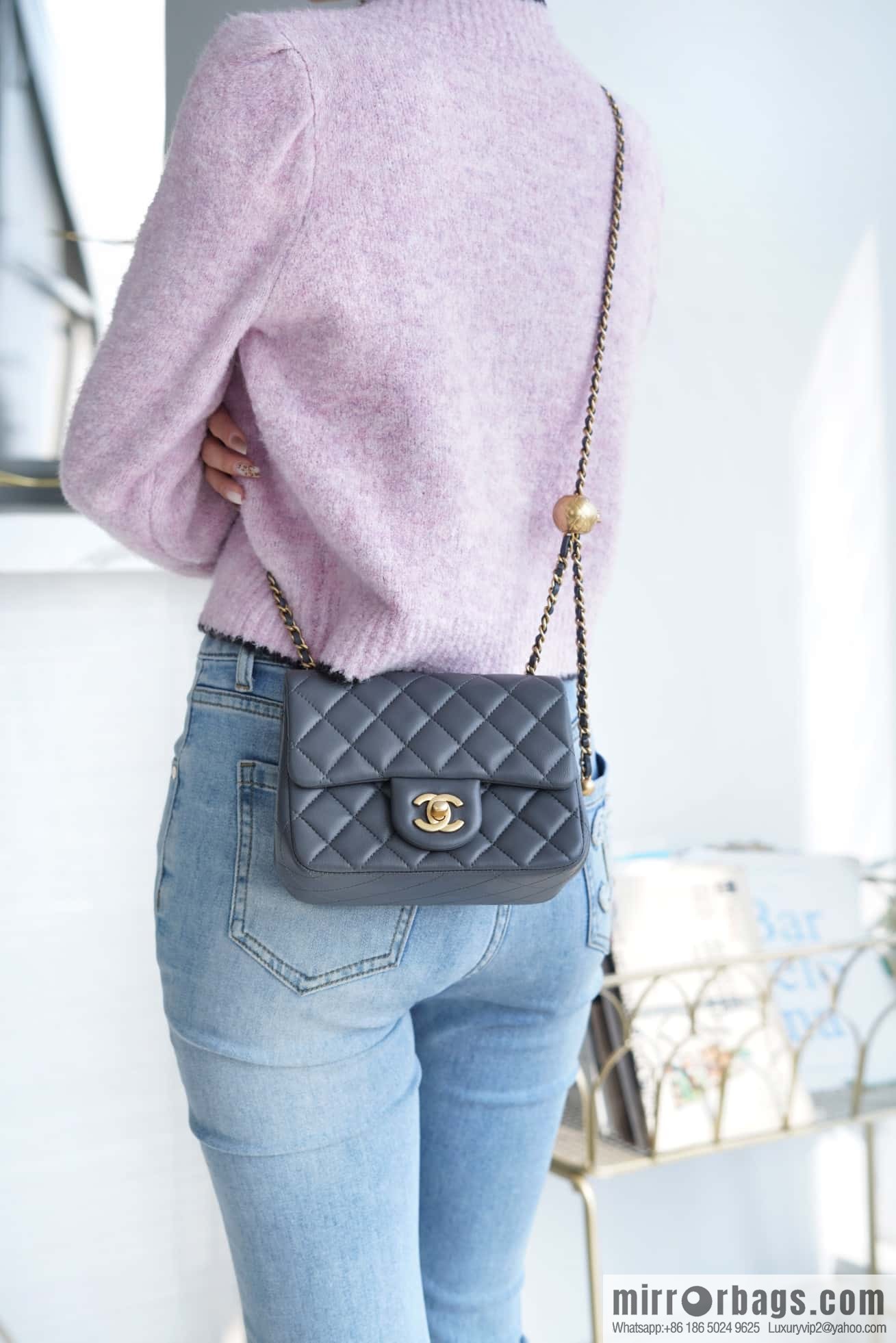 CHANEL Metal Ball Square Fatty AS1786 Dark Grey