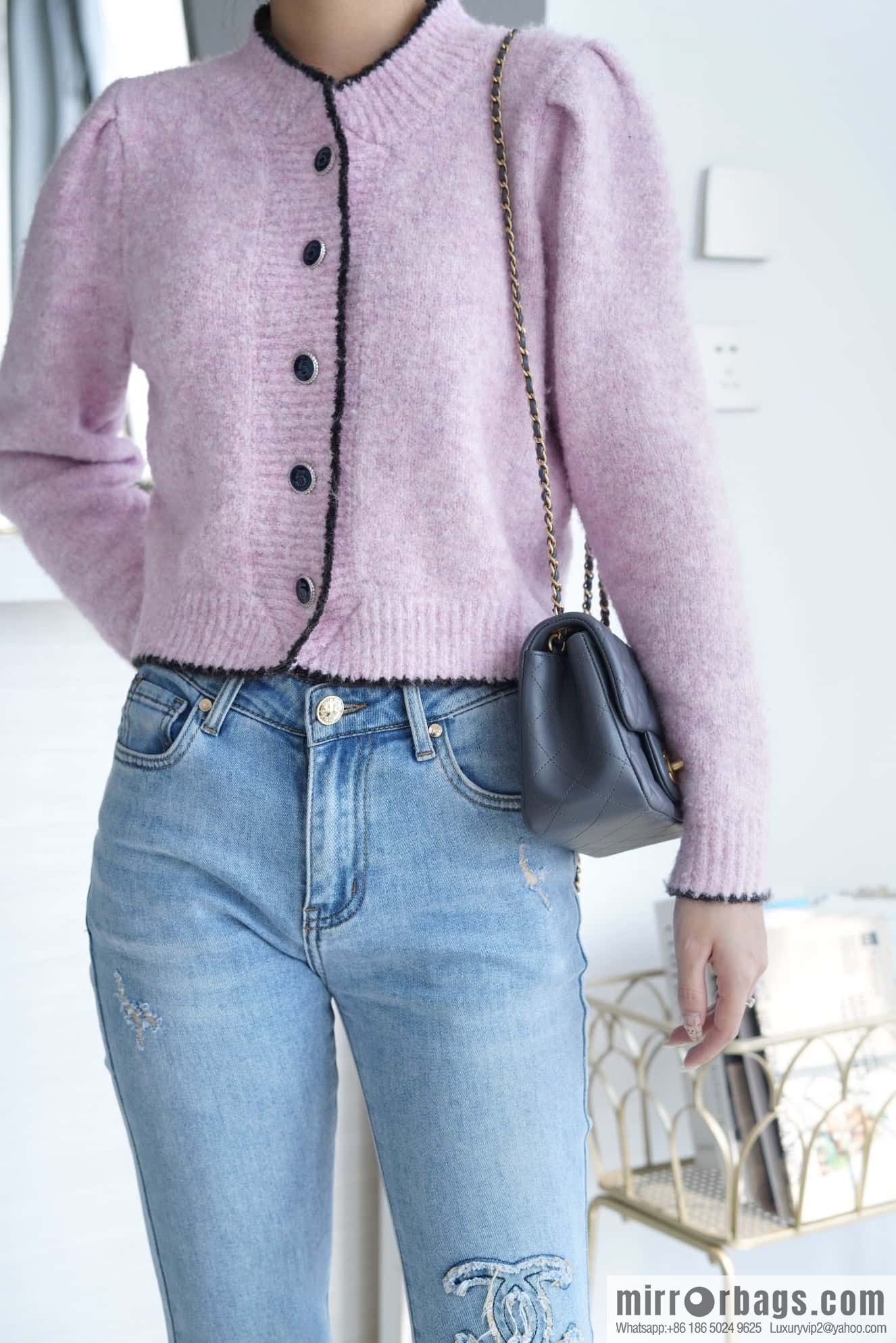 CHANEL Metal Ball Square Fatty AS1786 Dark Grey