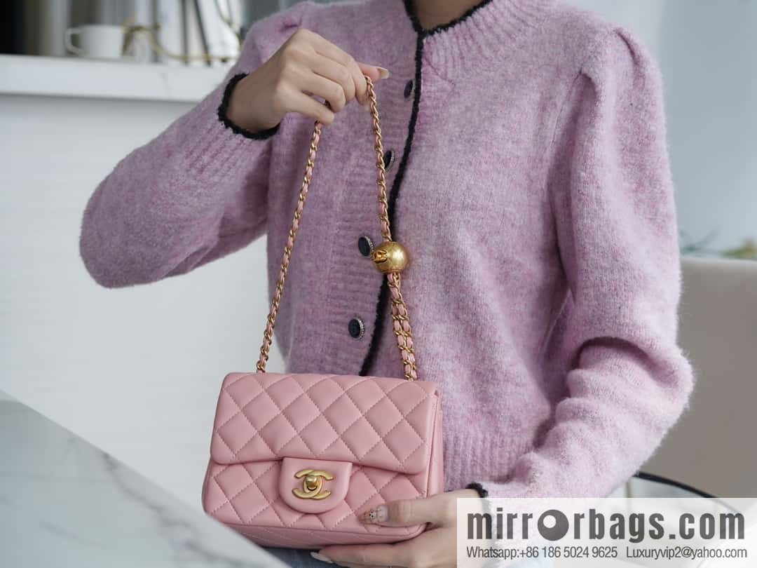CHANEL Metal ball square fat man AS1786 pink
