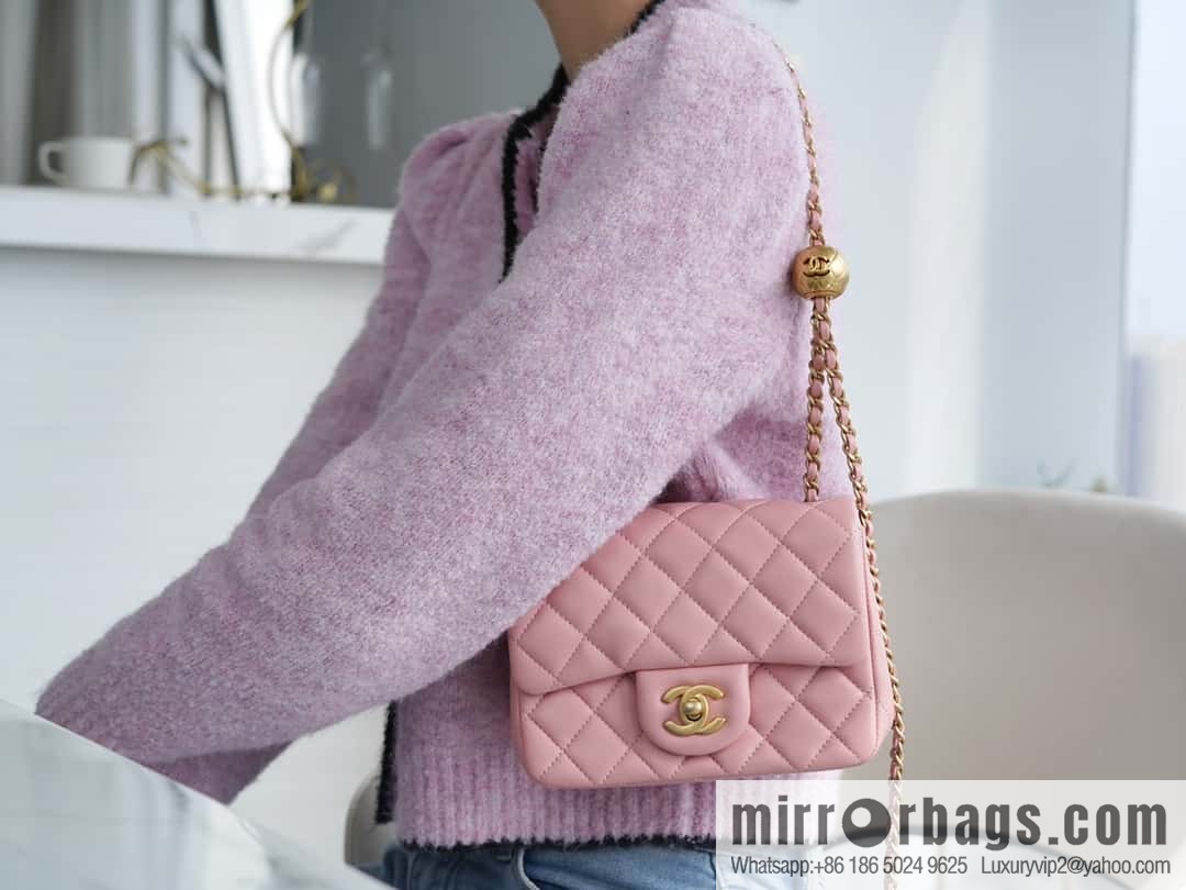 CHANEL Metal ball square fat man AS1786 pink