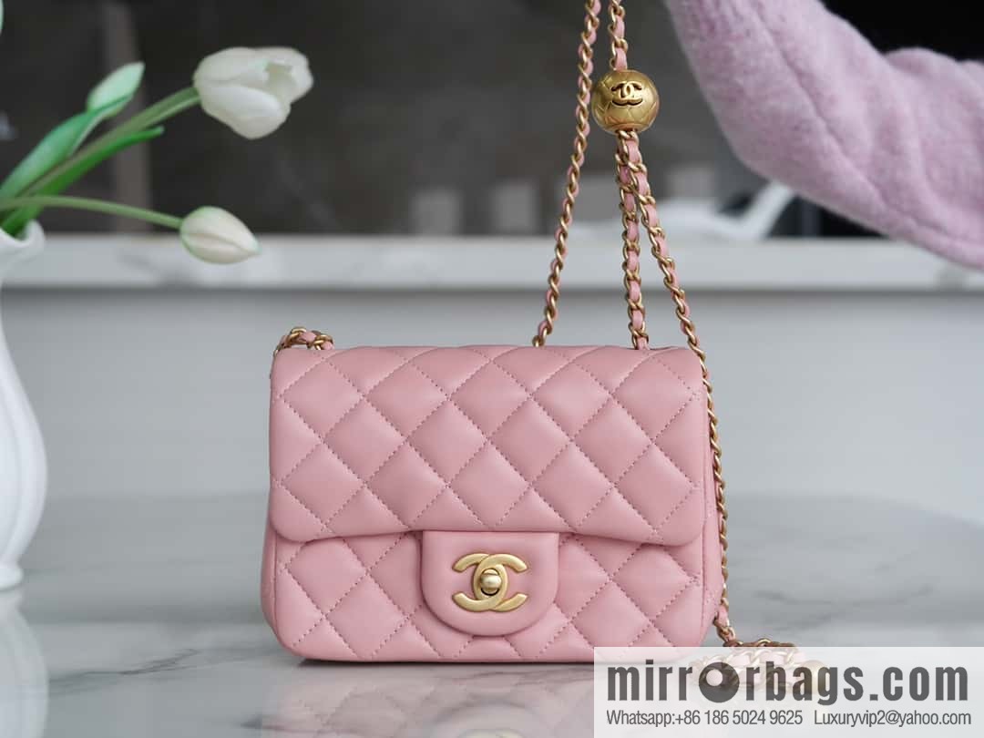 CHANEL Metal ball square fat man AS1786 pink
