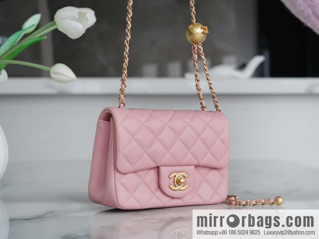 CHANEL Metal ball square fat man AS1786 pink