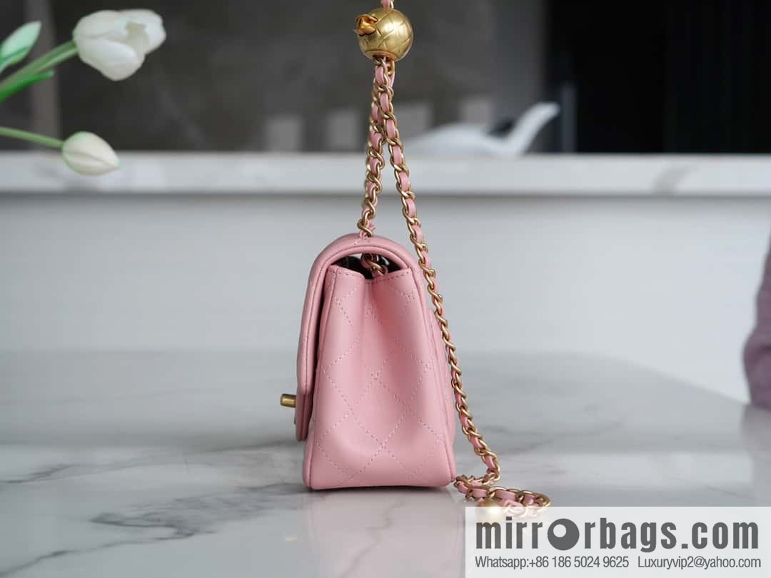 CHANEL Metal ball square fat man AS1786 pink