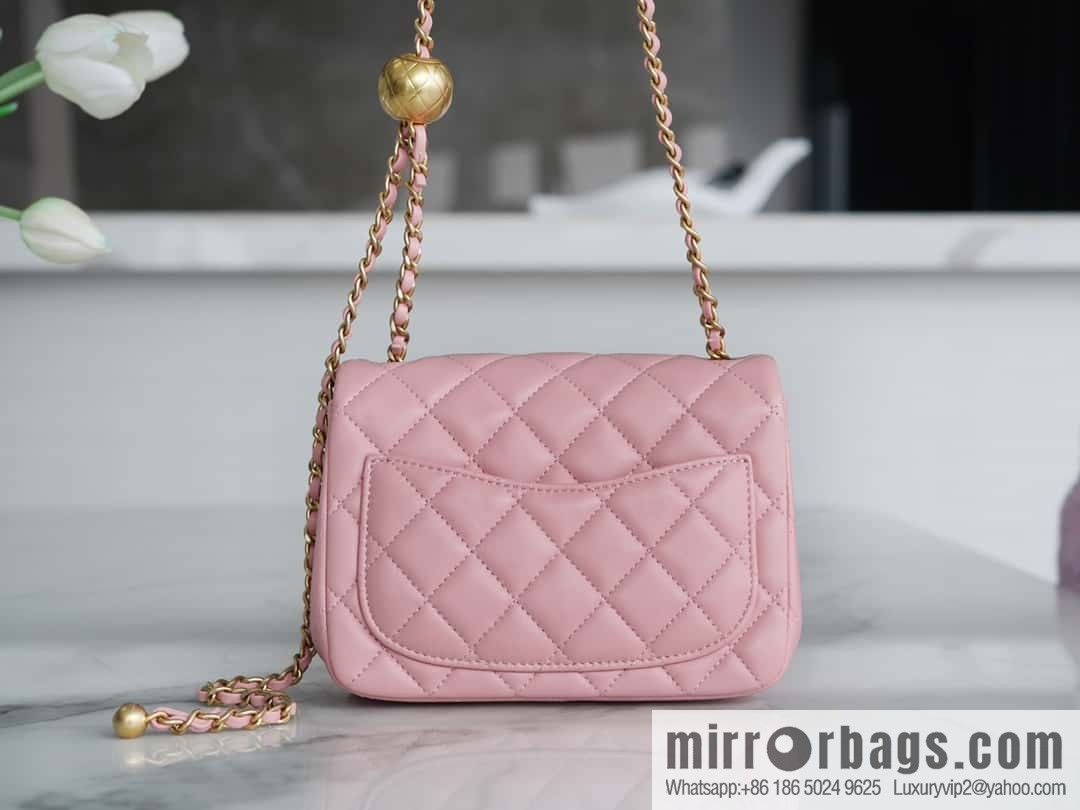 CHANEL Metal ball square fat man AS1786 pink