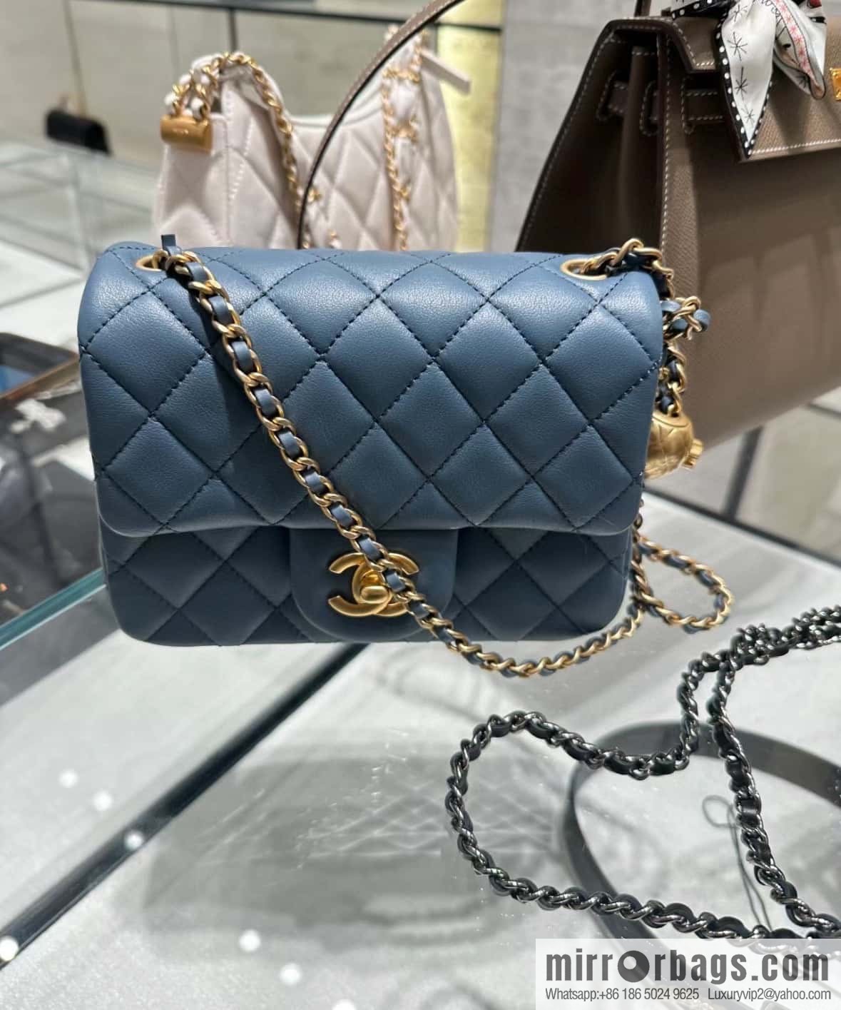 CHANEL Metal Ball Square Fatty AS1786 Haze Blue