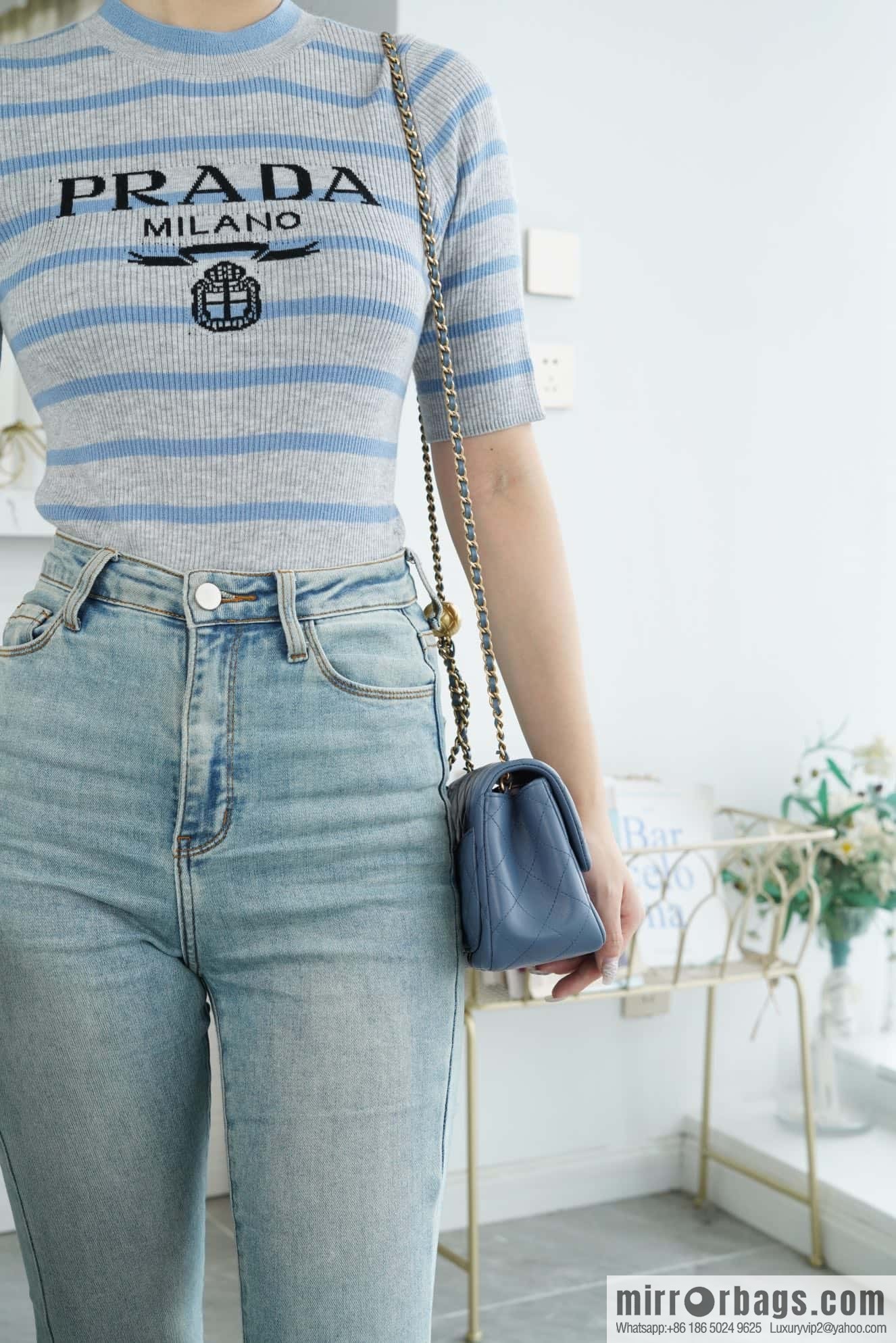 CHANEL Metal Ball Square Fatty AS1786 Haze Blue