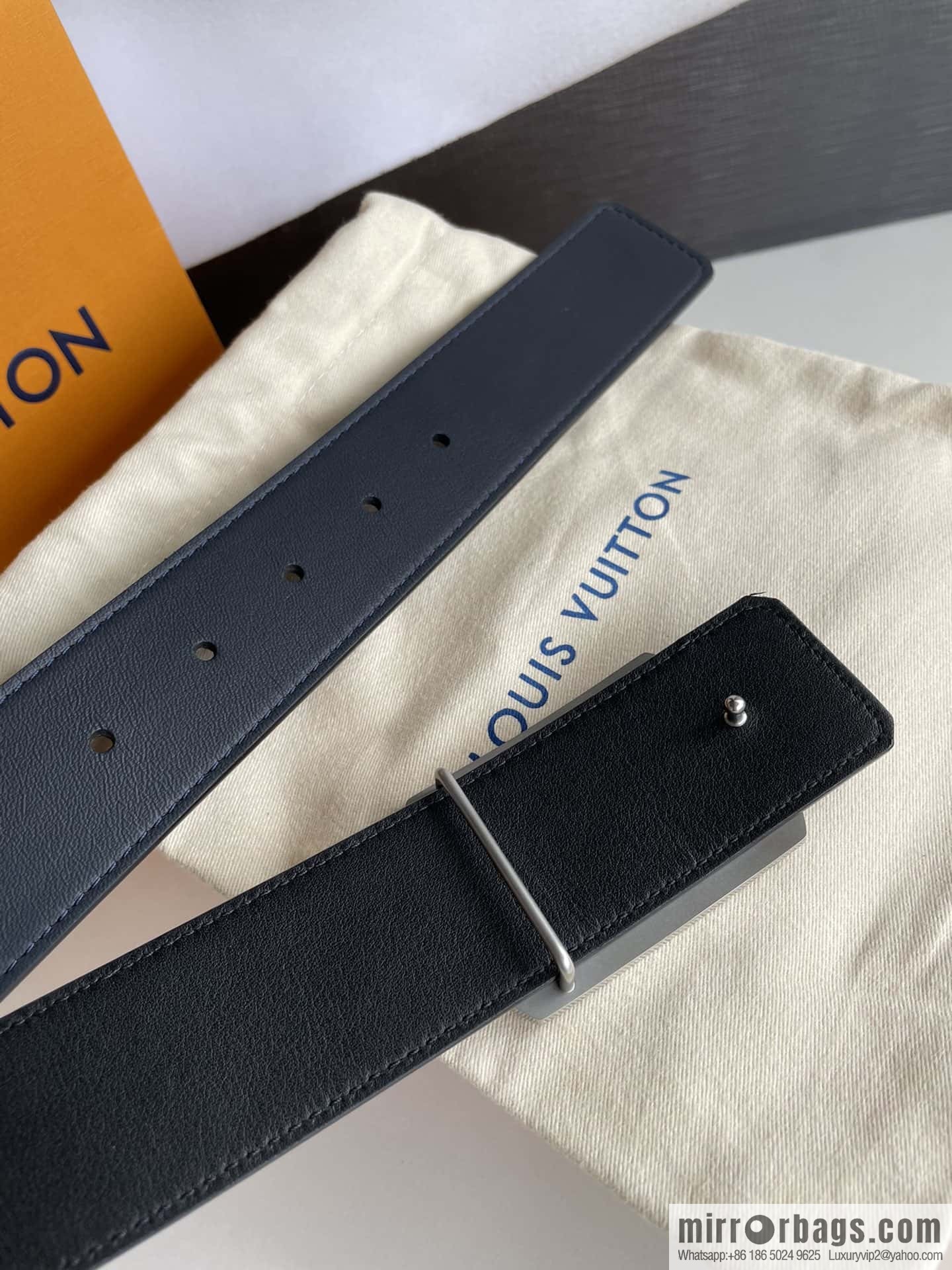 LV/Louis Vuitton, Stainless Steel Letter Square Resin Craft Diamond Inlaid Metal Buckle 4.0cm Belt