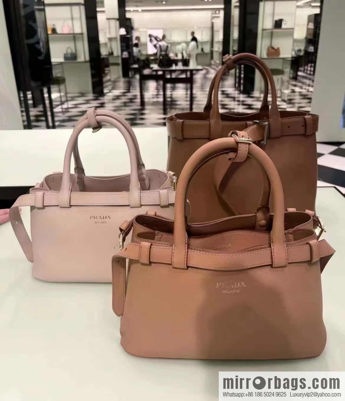 PRADA imported calfskin tote bag 1BA417 large