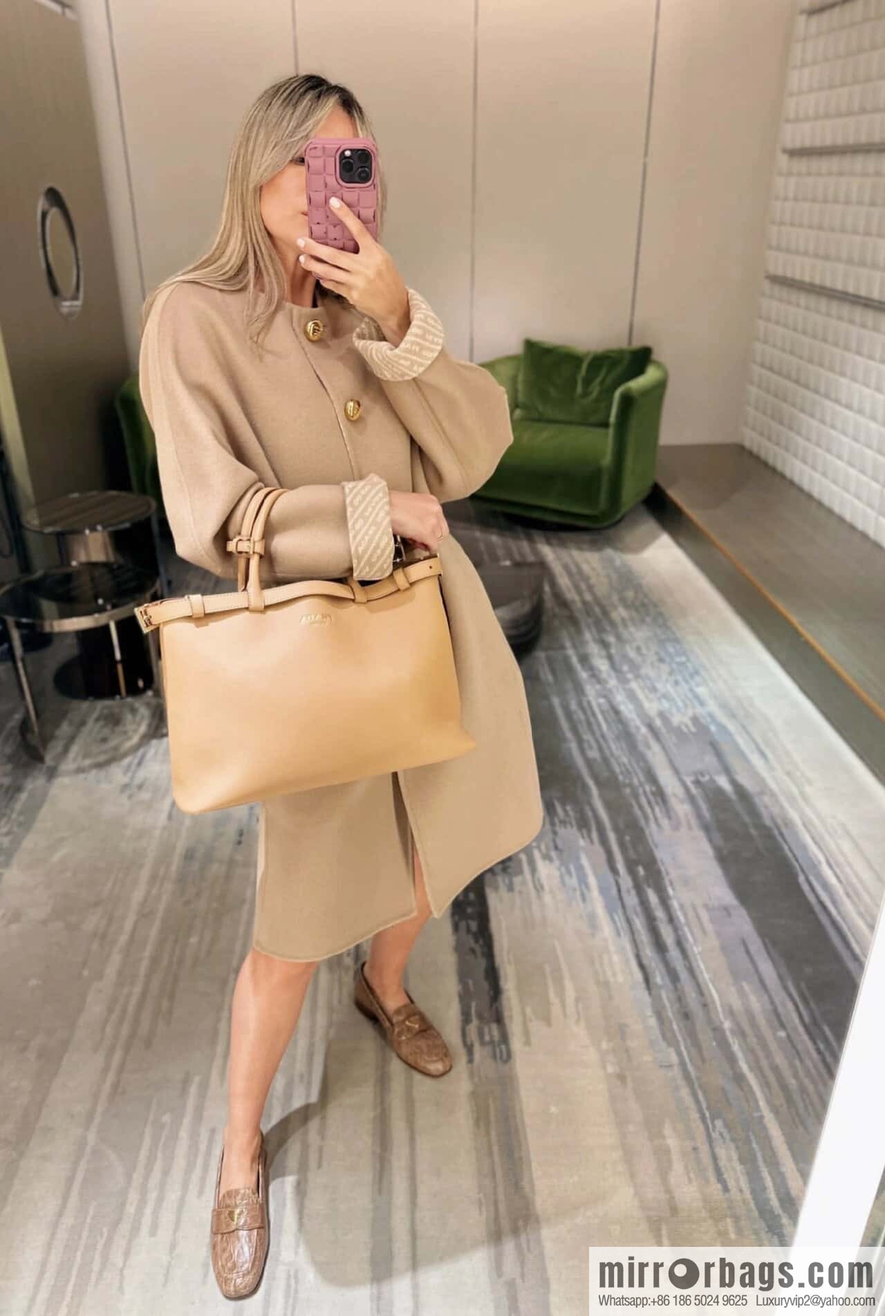 PRADA imported calfskin tote bag 1BA417 large