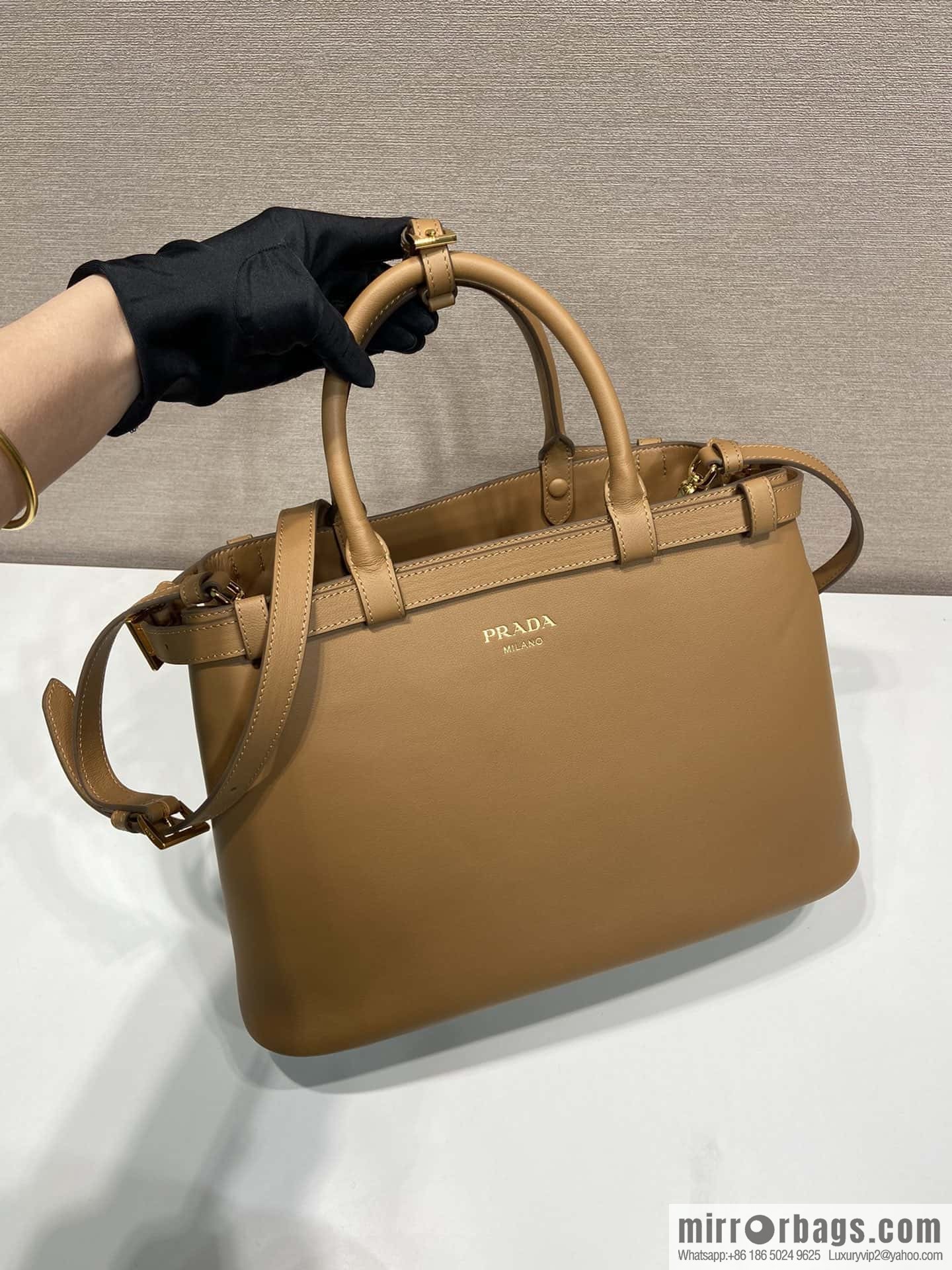 PRADA imported calfskin tote bag 1BA417 large