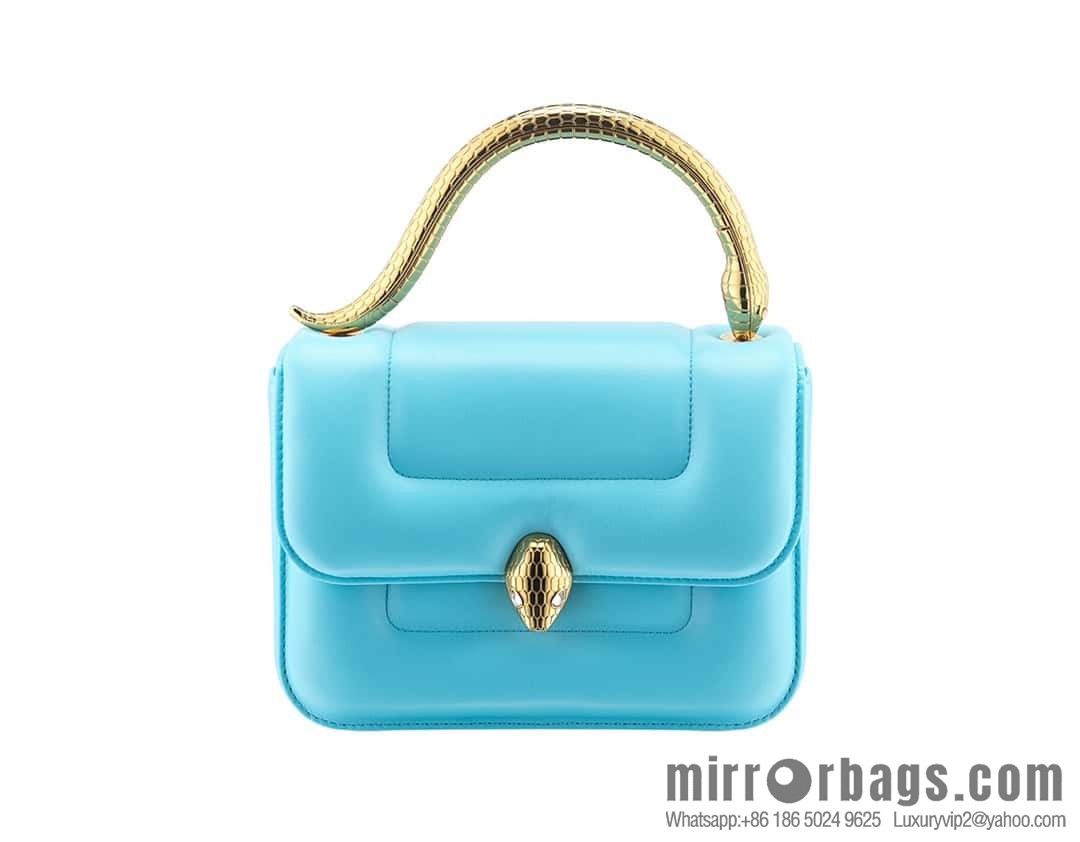 BVLGARI Bulgari joint design limited edition Mary Katrantzou snakehead bag 291071 blue 19CM