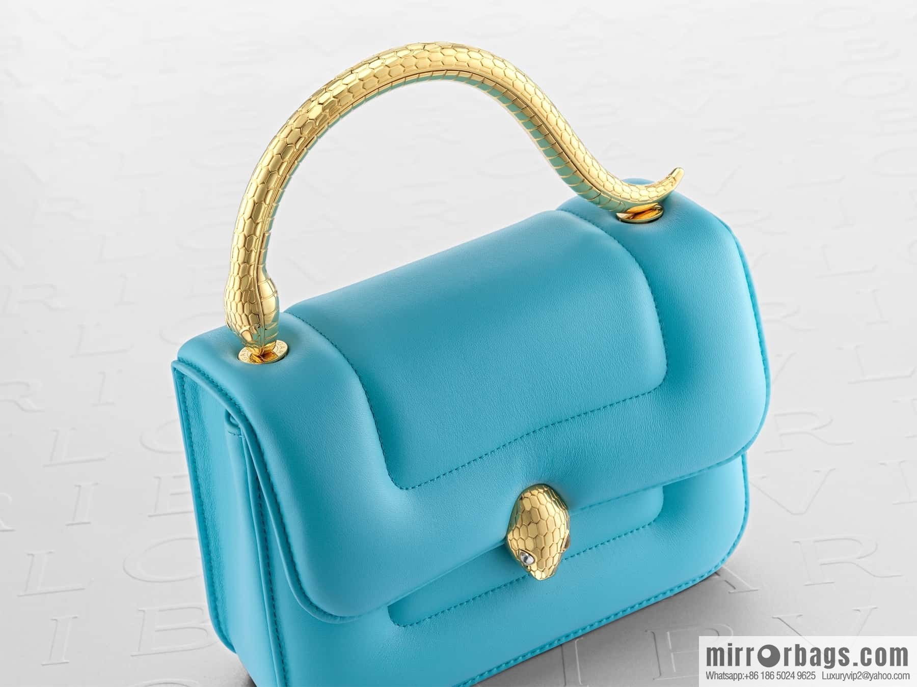BVLGARI Bulgari joint design limited edition Mary Katrantzou snakehead bag 291071 blue 19CM